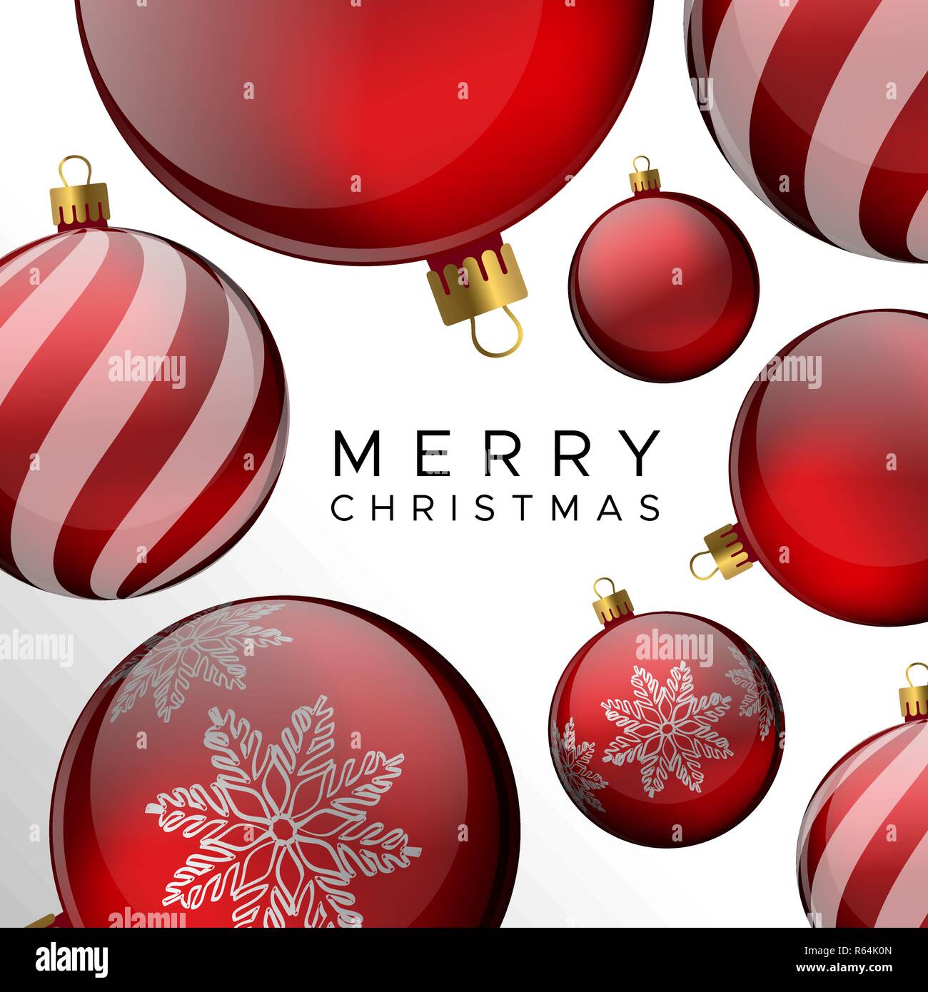 Frohe Weihnachten Karte, rote Weihnachtskugel ornament Urlaub Hintergrund für die Einladung oder Jahreszeiten Gruß. Stock Vektor
