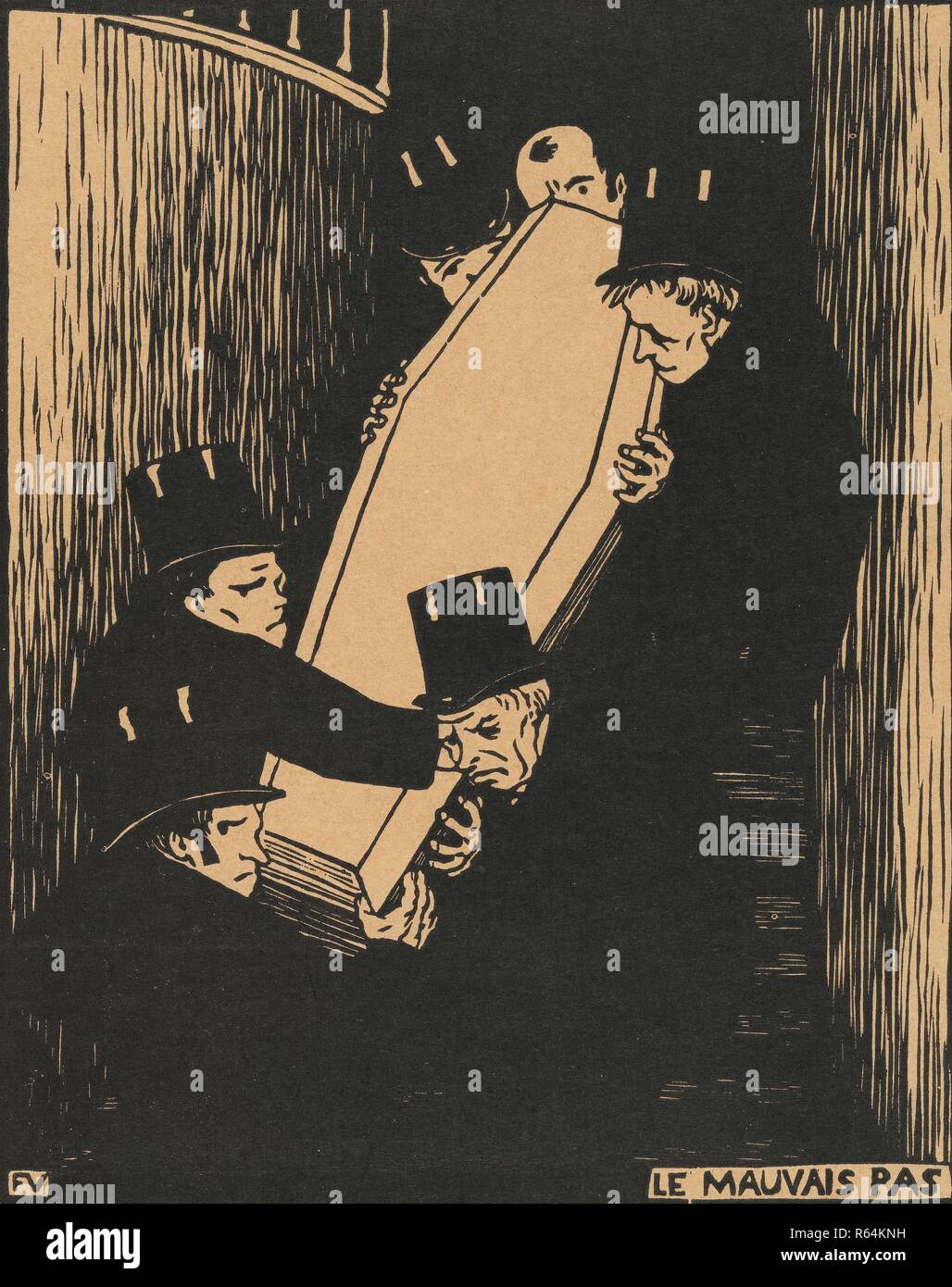 Der falsche Schritt (Le Mauvais Pas). Abmessungen: 32,6 cm x 25 cm, 22,6 cm x 18 cm. Museum: Van Gogh Museum, Amsterdam. Autor: VALLOTTON, Felix. Stockfoto