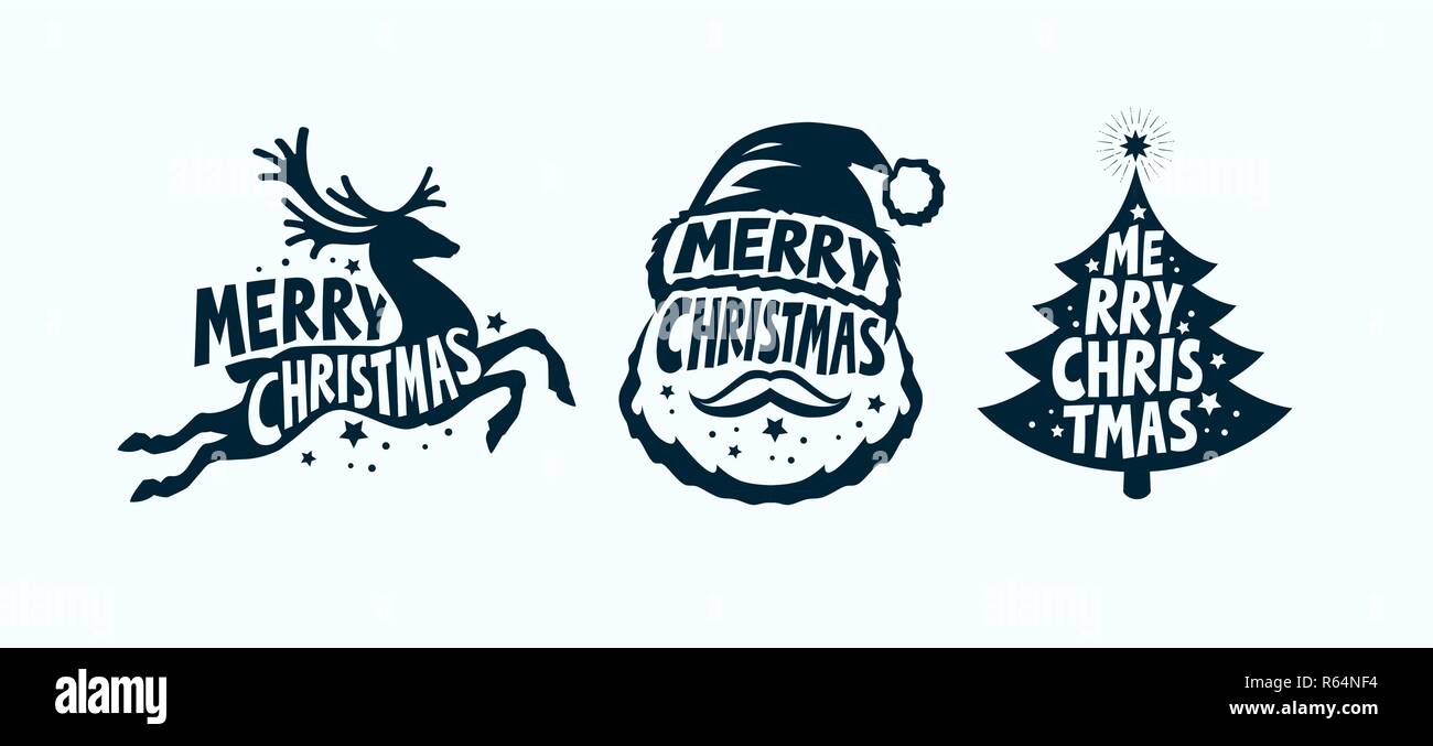 Frohe Weihnachten, Label. Xmas-Symbol. Typografische Gestaltung Vector Illustration Stock Vektor