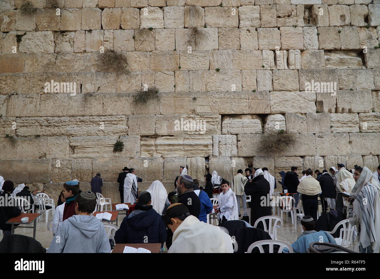 Jüdischen Gebet an der Westmauer (Klagemauer oder Kotel), Jerusalem. Stockfoto