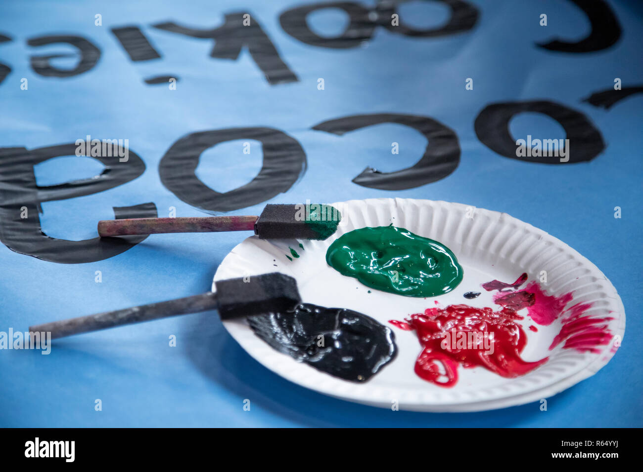 Fotografiert mit Canon 5D MK4, während eine Schule Verein das Poster war Fundraising zu fördern. Stockfoto