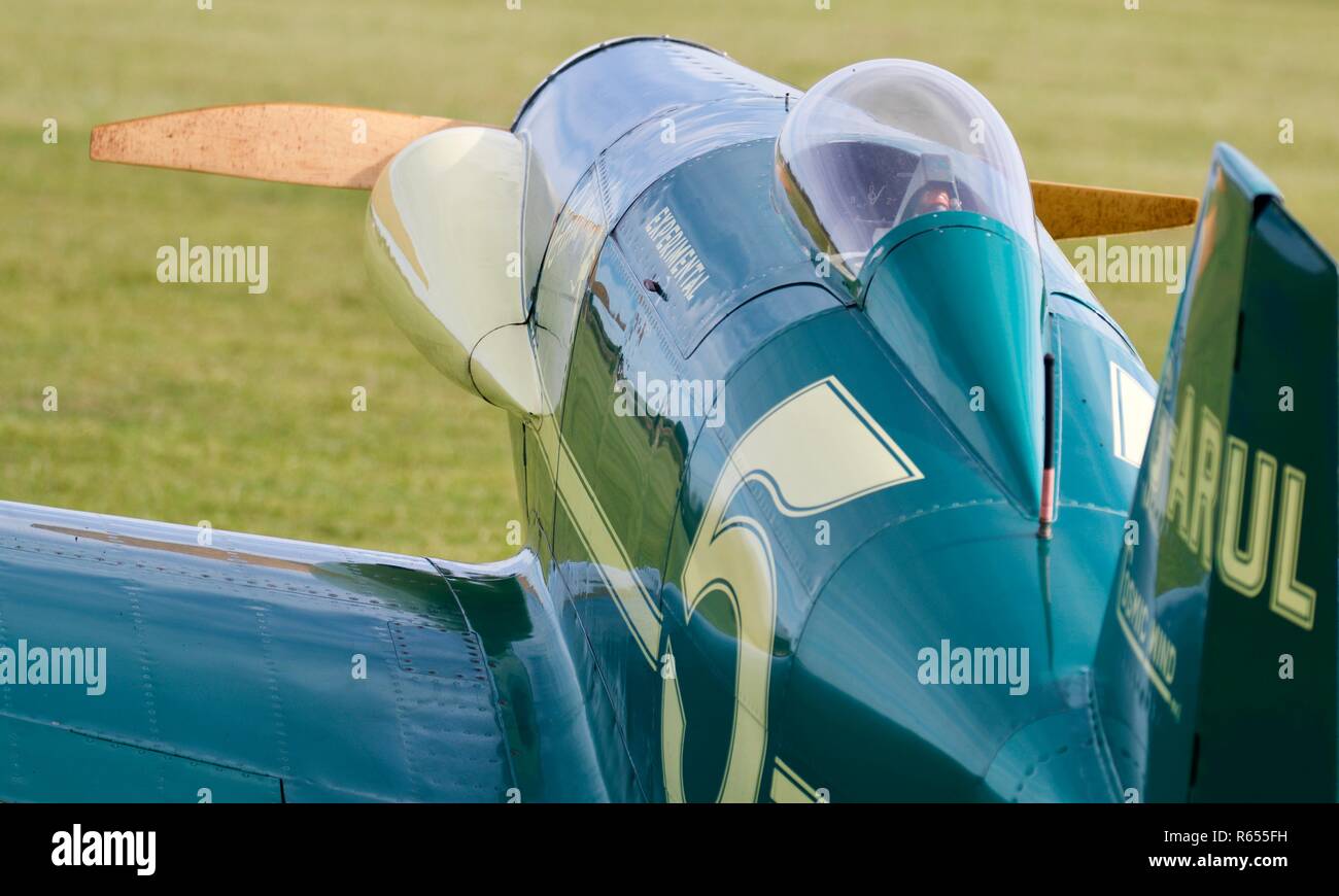 LeVier Cosmic Wind' G-ARUL' auf Static Display in Old Warden Flugplatz Stockfoto
