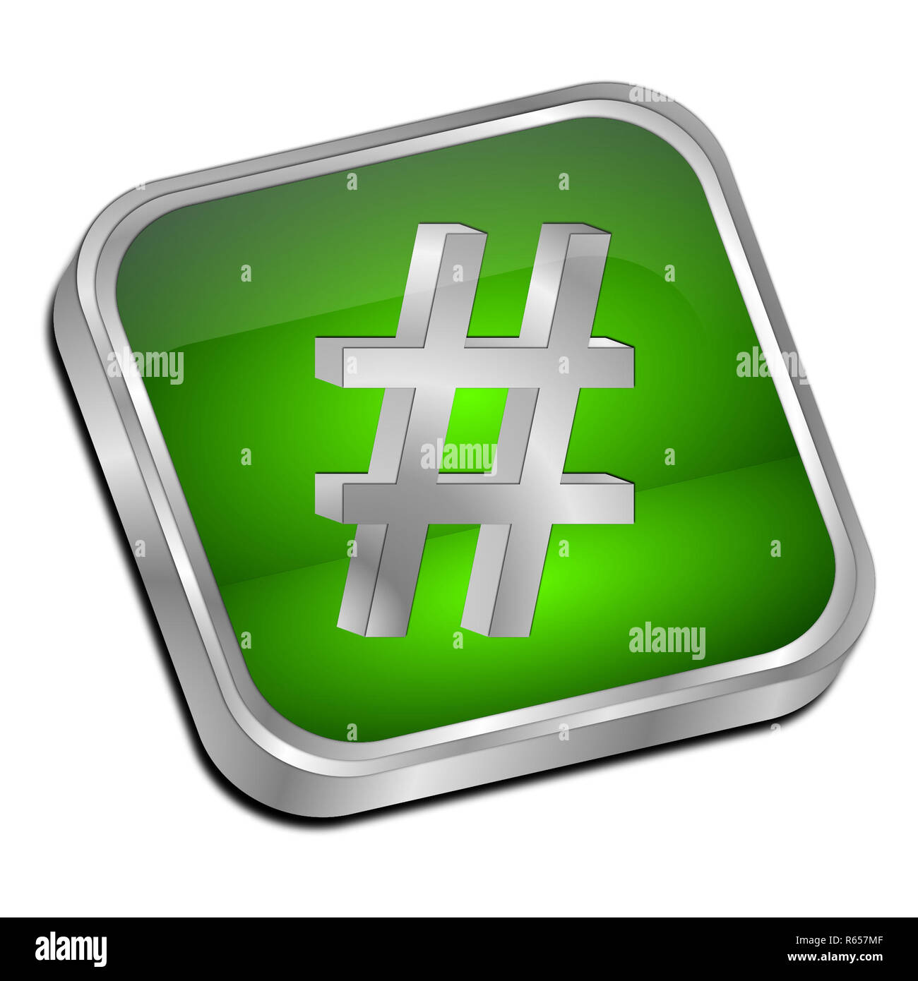 Grüne Hashtag" - 3D-Darstellung Stockfoto