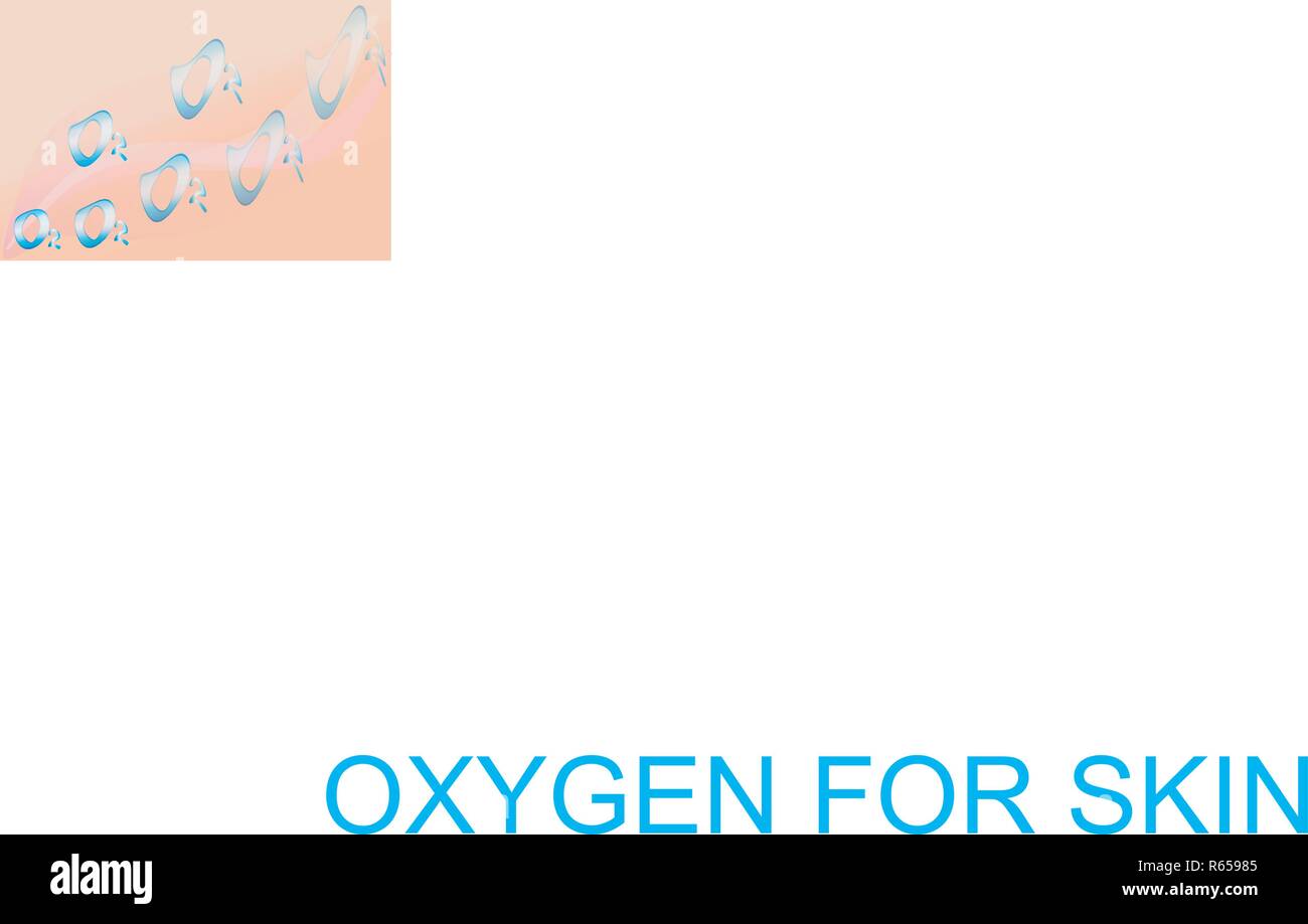 Abbildung: Haut- und Sauerstoffmoleküle. Kosmetologie Stock Vektor