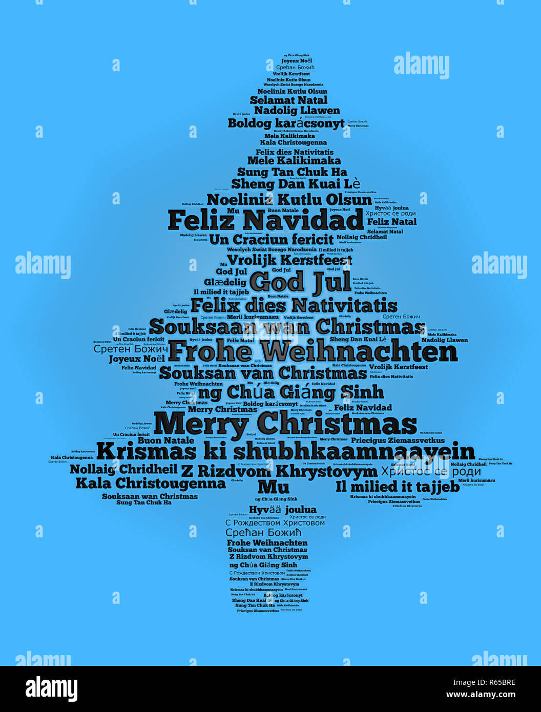 Frohe Weihnachten in verschiedenen Sprachen Stockfoto