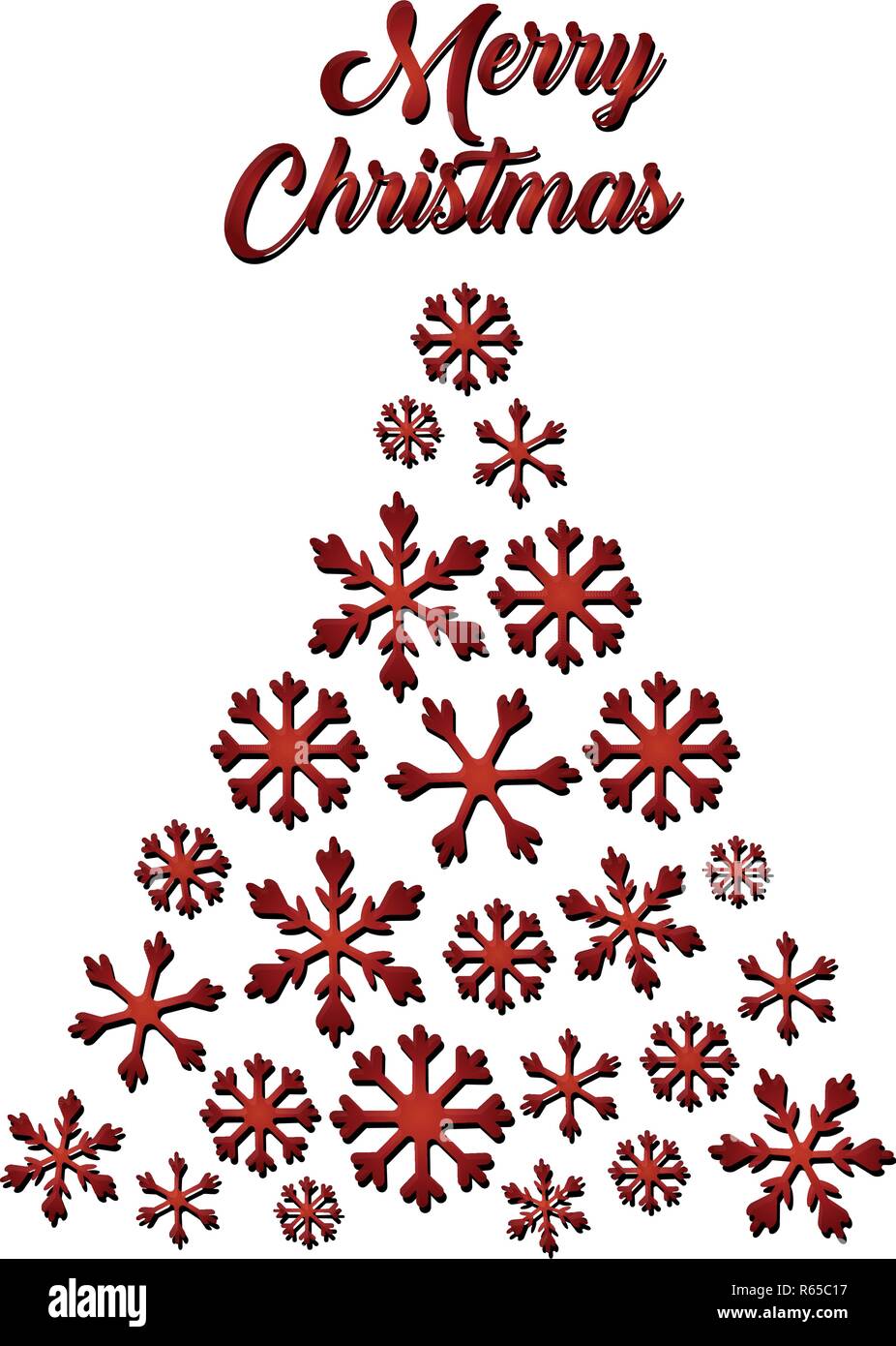 Weihnachten Grußkarten mit Weihnachtsbaum. Schneeflocken. Vector Illustration der abstrakten Weihnachtsbaum auf weißem Hintergrund und Aufschrift frohe Weihnachten. Stock Vektor