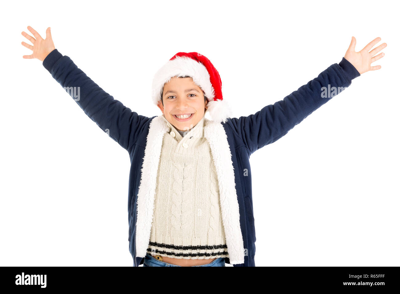 Junge mit Santa's Hut Stockfoto