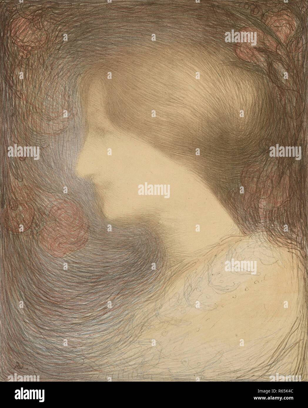 Kopf einer Frau (Tête de femme). Abmessungen: 57,0 cm x 43,0 cm, 47,0 cm x 38,5 cm. Museum: Van Gogh Museum, Amsterdam. Autor: AMAN-JEAN, Edmond. Stockfoto