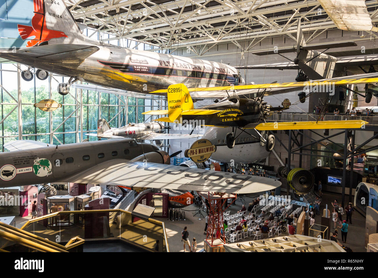 Washington, D.C., die Meilensteine der Flug Eingangshalle des National Air und Space Museum der Smithsonian Institution, auch genannt das Nasm Stockfoto