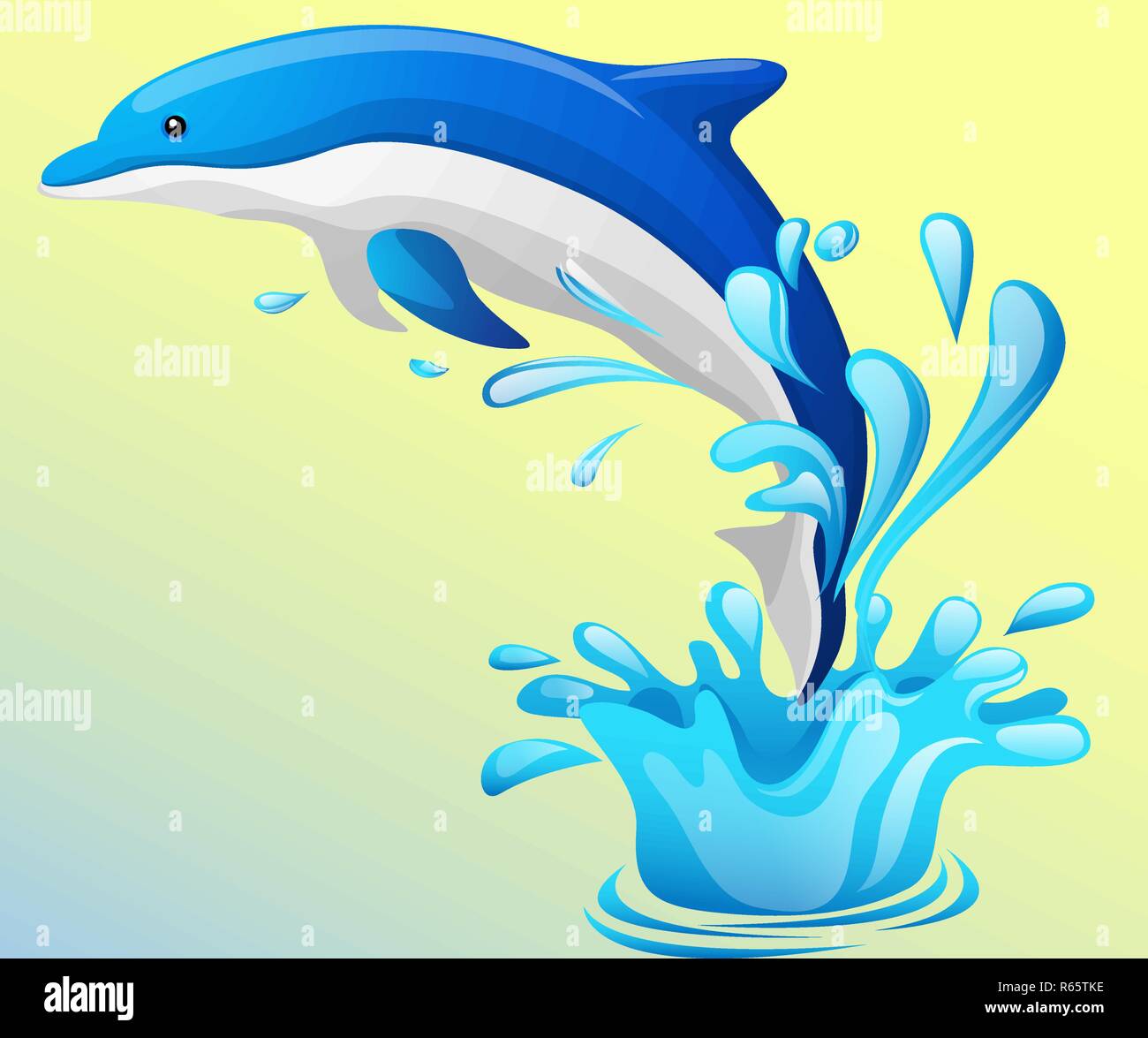 Die Dolphin, die aus Meer Wasser springen ist. Vector Illustration. Stock Vektor