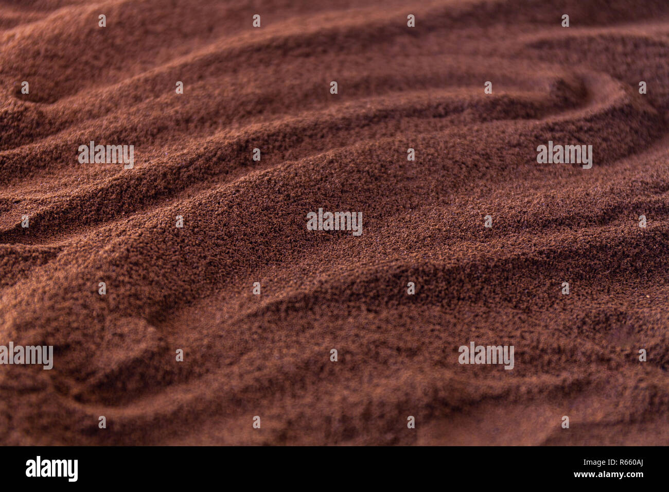 Gemahlener Kaffee. Textur Hintergrund. Flache Tiefenschärfe Stockfoto