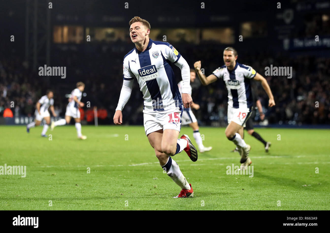 West Bromwich Albion Harvey Barnes feiert ersten Ziel seiner Seite des Spiels zählen während der Skybet Championship Match in West Bromwich, West Bromwich. Stockfoto