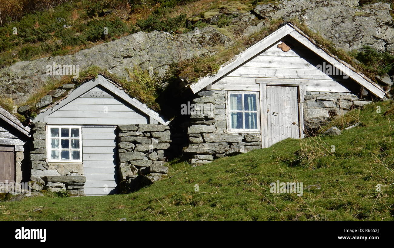 Hirten Hütten auf dem Berg Stockfoto