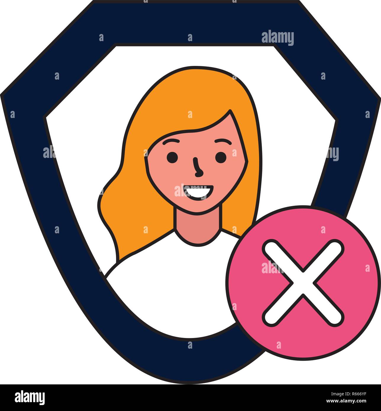 Frau Schild Schutz Fehler Melden Vector Illustration Vektor