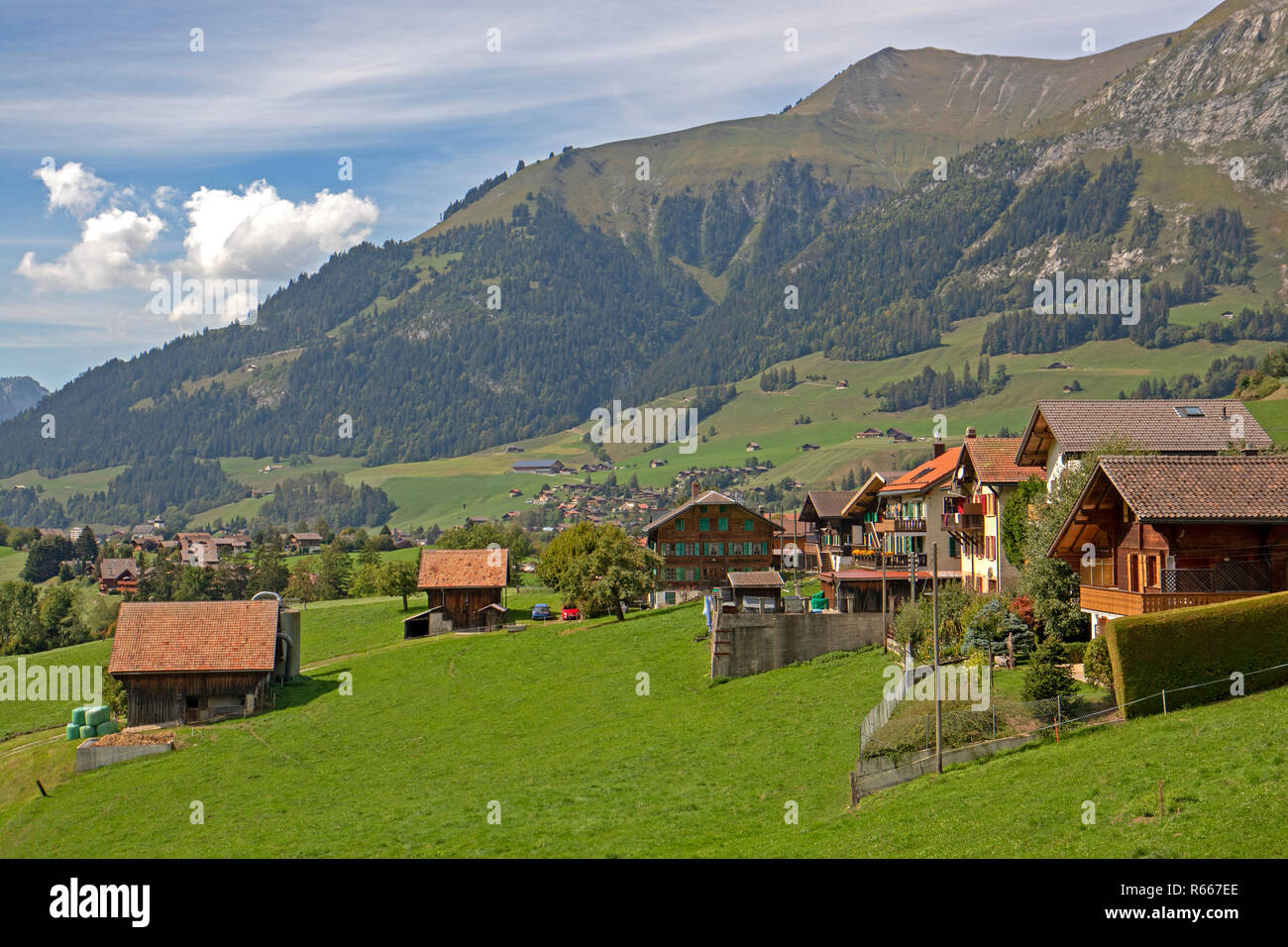 Die Schweizer Stadt von Chateau d'Oex Stockfoto