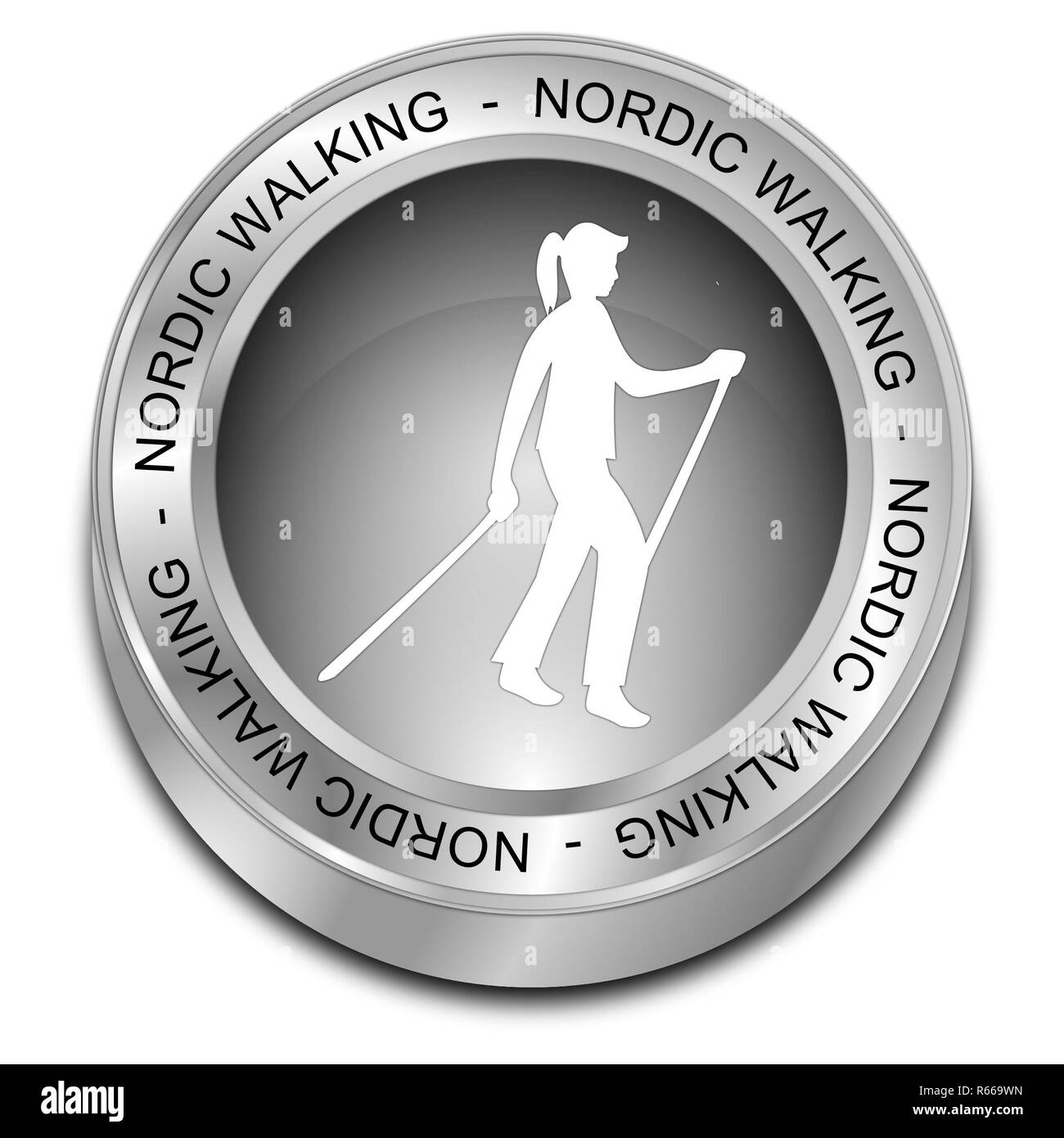 Silber Nordic Walking-Taste - 3D-Darstellung Stockfoto