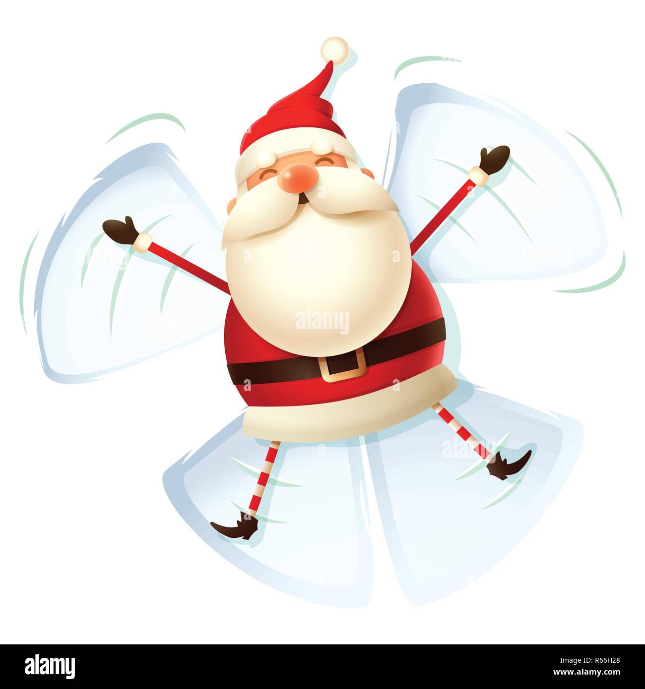 Santa Claus machen Engel im Schnee - Weißer Hintergrund Stock Vektor