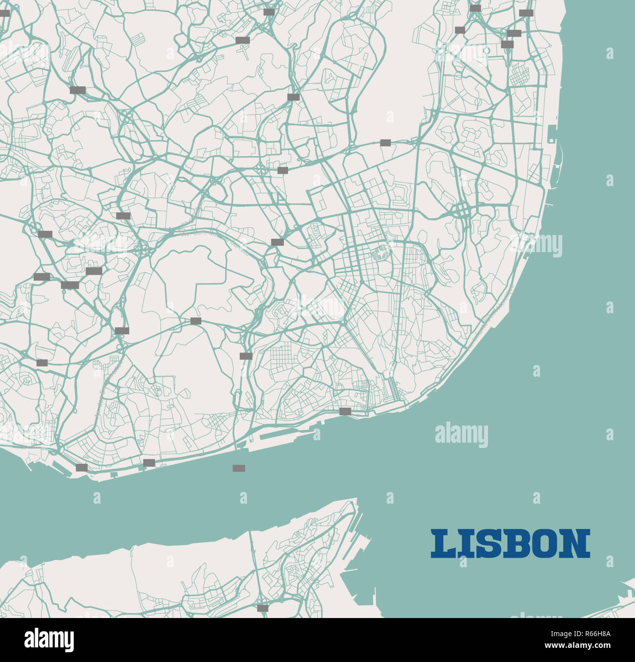 Minimalistische Kunstlerische Karte Von Lissabon Portugal 3 Jpg R 66h 8a Stockfotografie Alamy