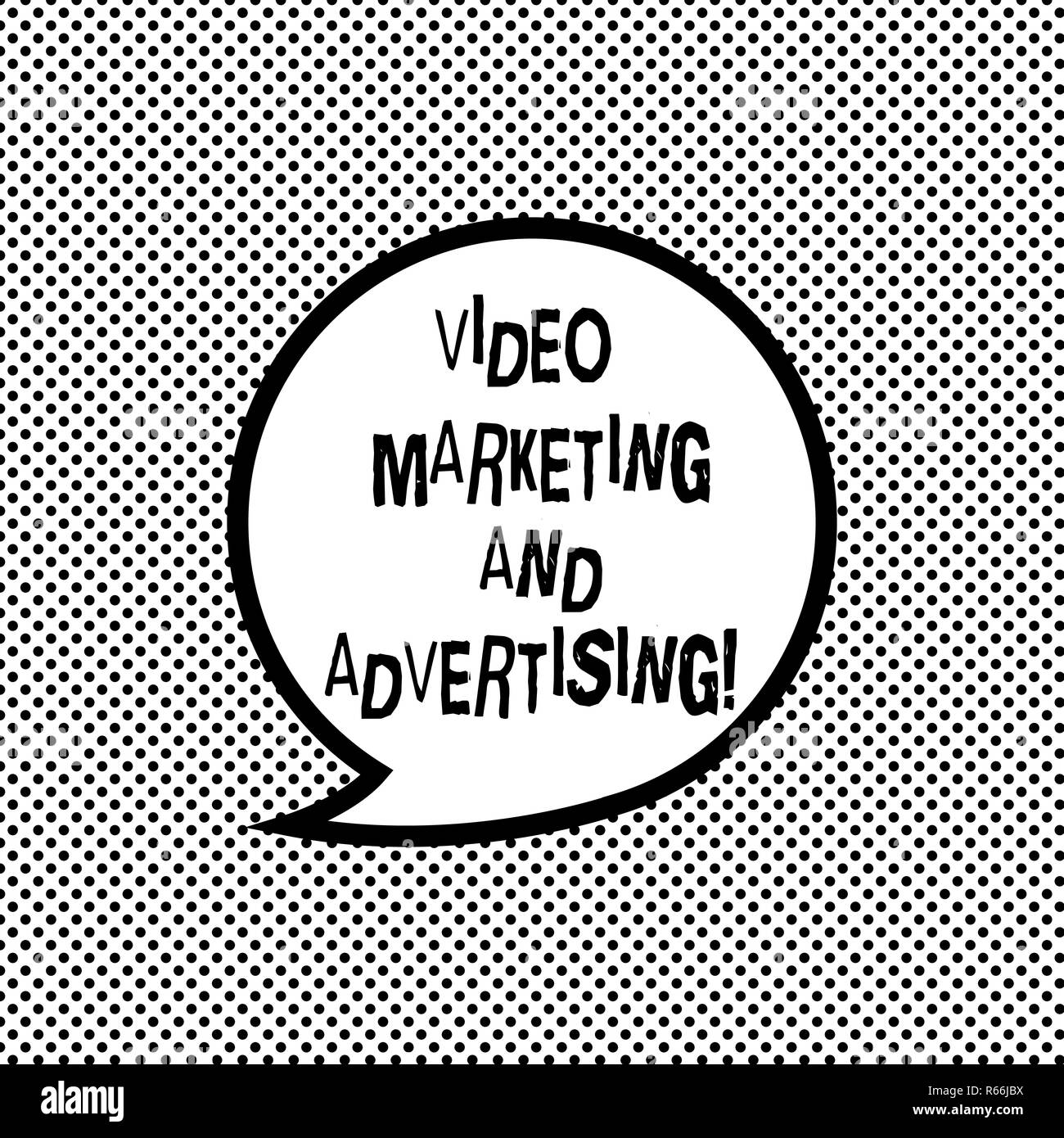 Handschrift Text schreiben Video Marketing und Werbung. Begriff Sinne Promotion Optimierung Strategie leere Sprechblase Aufkleber mit Bo Stockfoto