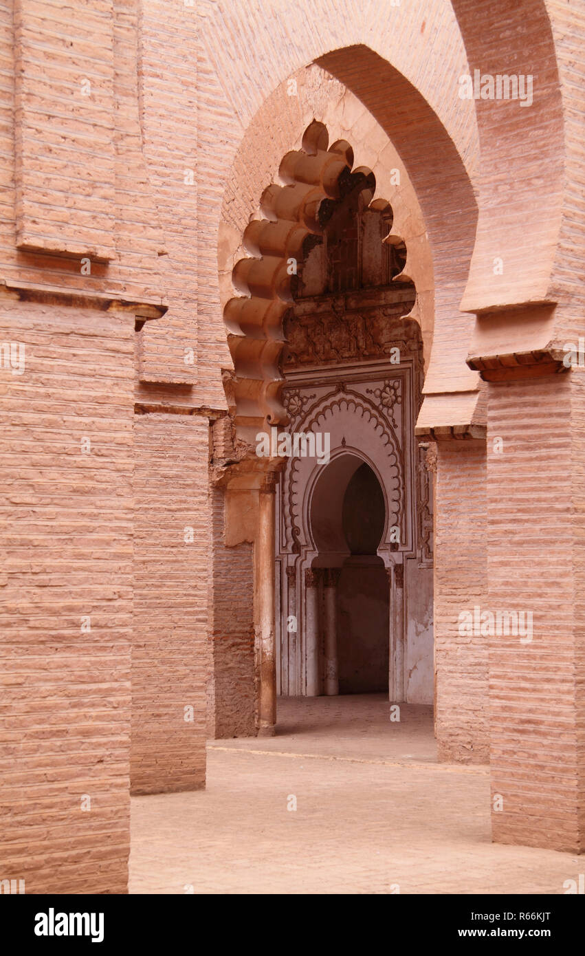 Marokko 12. Jahrhundert Zinn Mel oder Tinmal Moschee im Hohen Atlasgebirge - UNESCO-Weltkulturerbe. Schäden beim Erdbeben vom 8. September 2023. Stockfoto