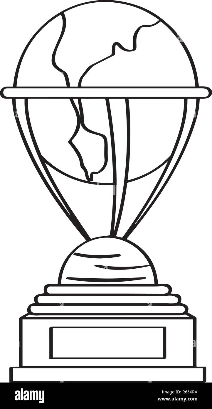 Earth Globus Form goldene Trophäe Symbol Stock Vektor