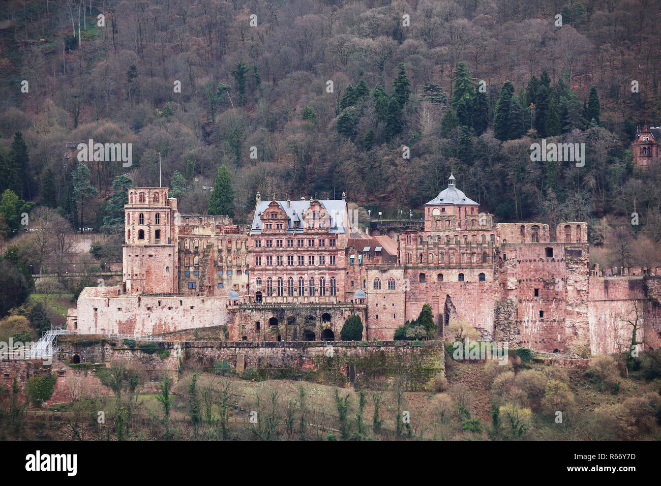 Das Heidelberger Schloss Ruinen im Januar 2018 Stockfoto