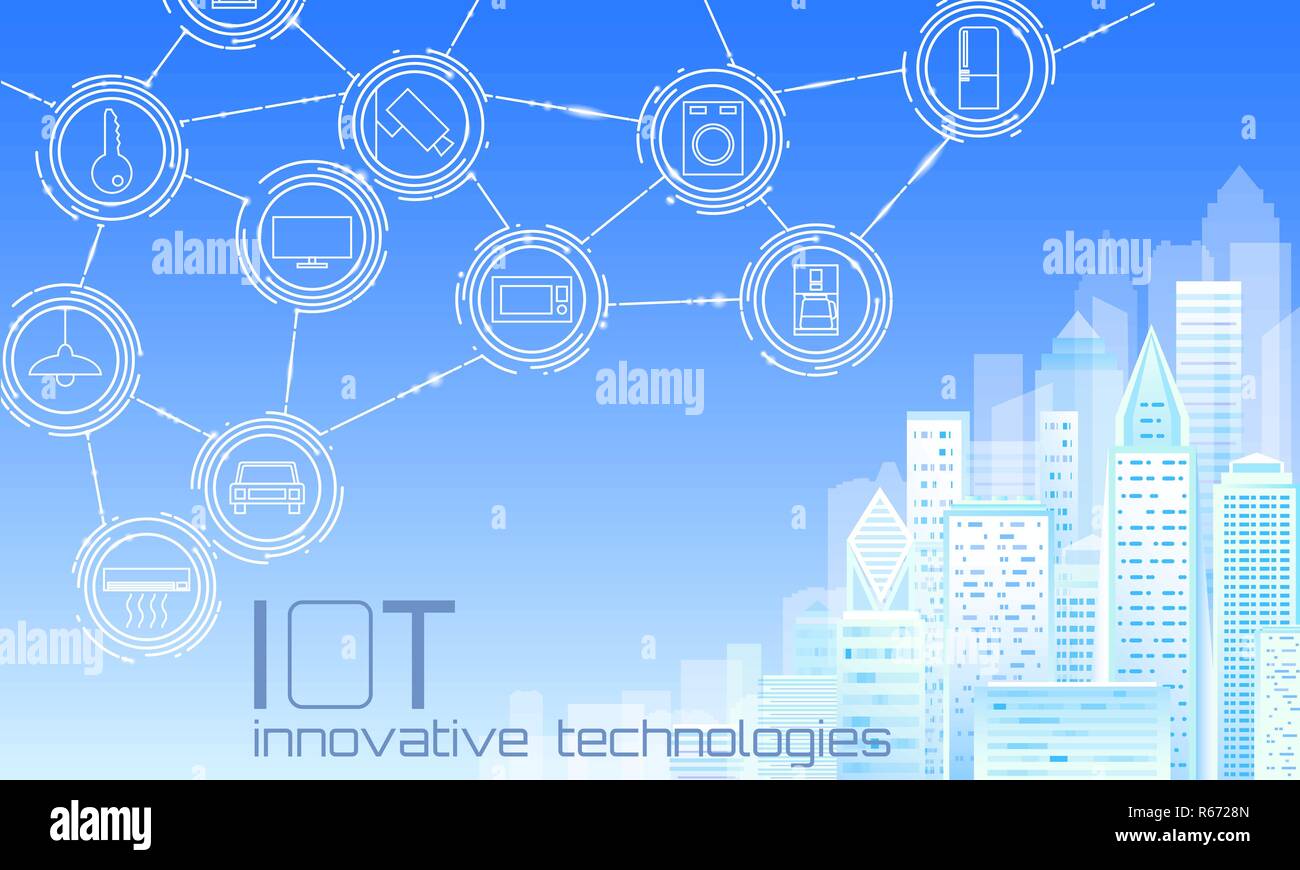 Internet der Dinge Low Poly smart City 3D Drahtgitter. Intelligente Gebäudeautomation IOT-Konzept. Moderne wireless online control Symbol urban cityscape Technologie banner Vector Illustration Stock Vektor
