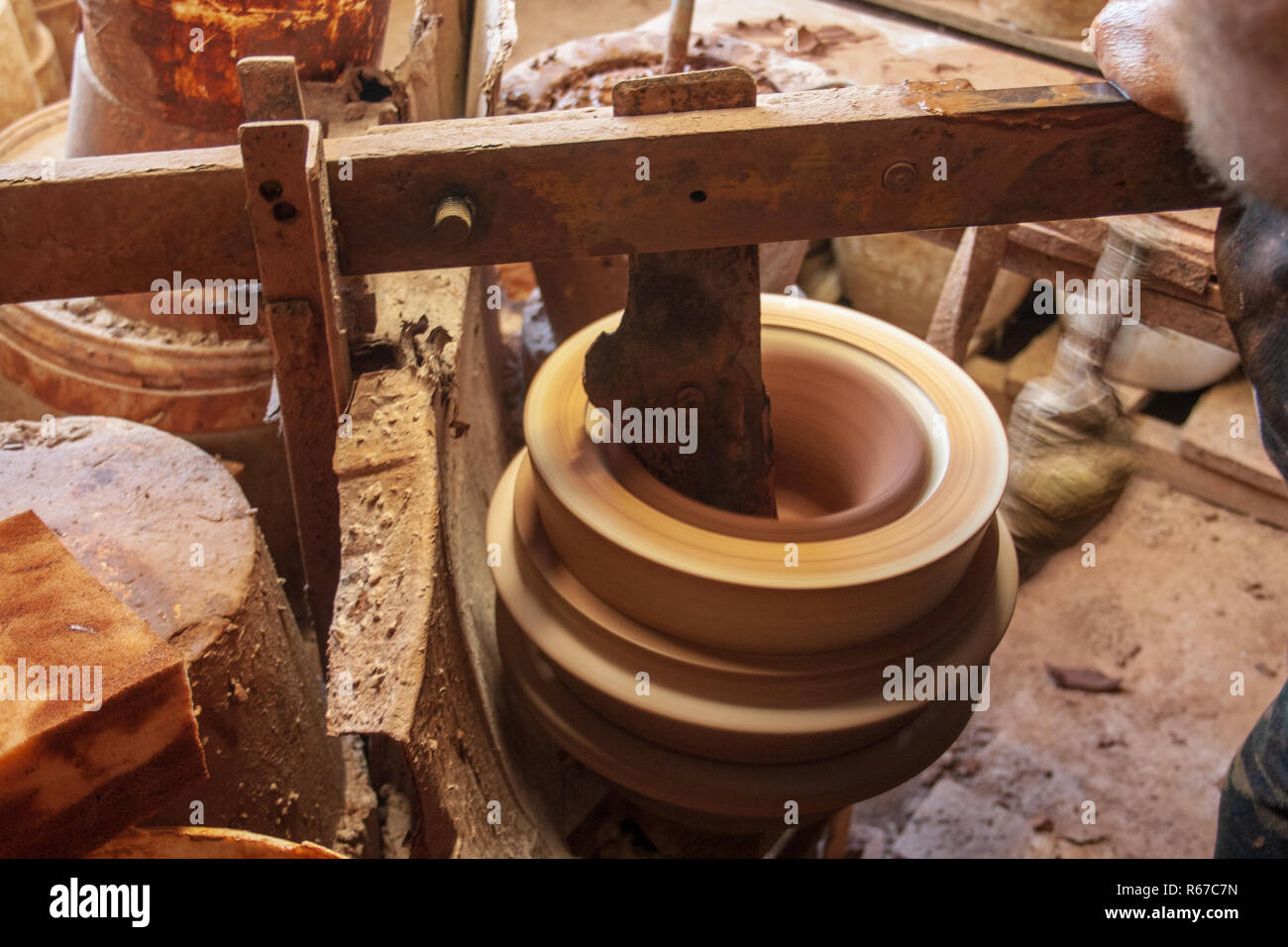 Alte Fabrik Keramik Produktion, Töpfe, Stockfoto