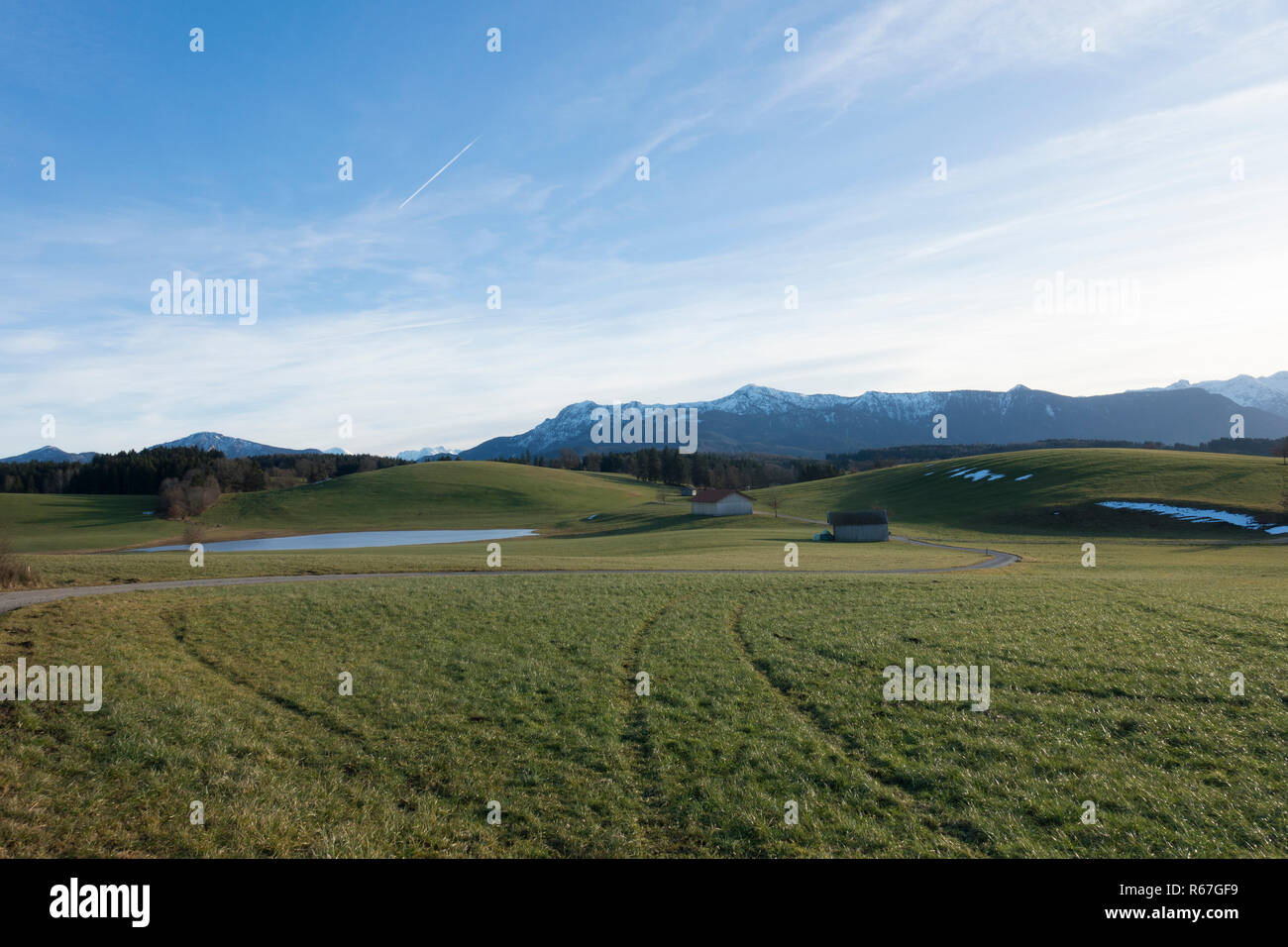 Landschaft im Bayerischen Alpenvorland Stockfoto