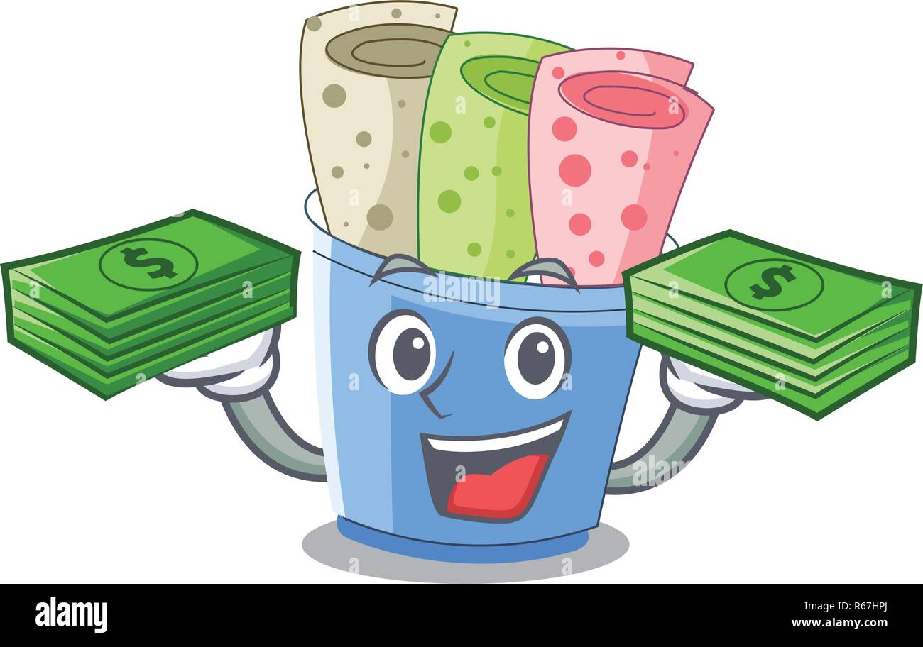 Mit Geld Eis rollt mit Cups cartoon Vector Illustration Stock Vektor