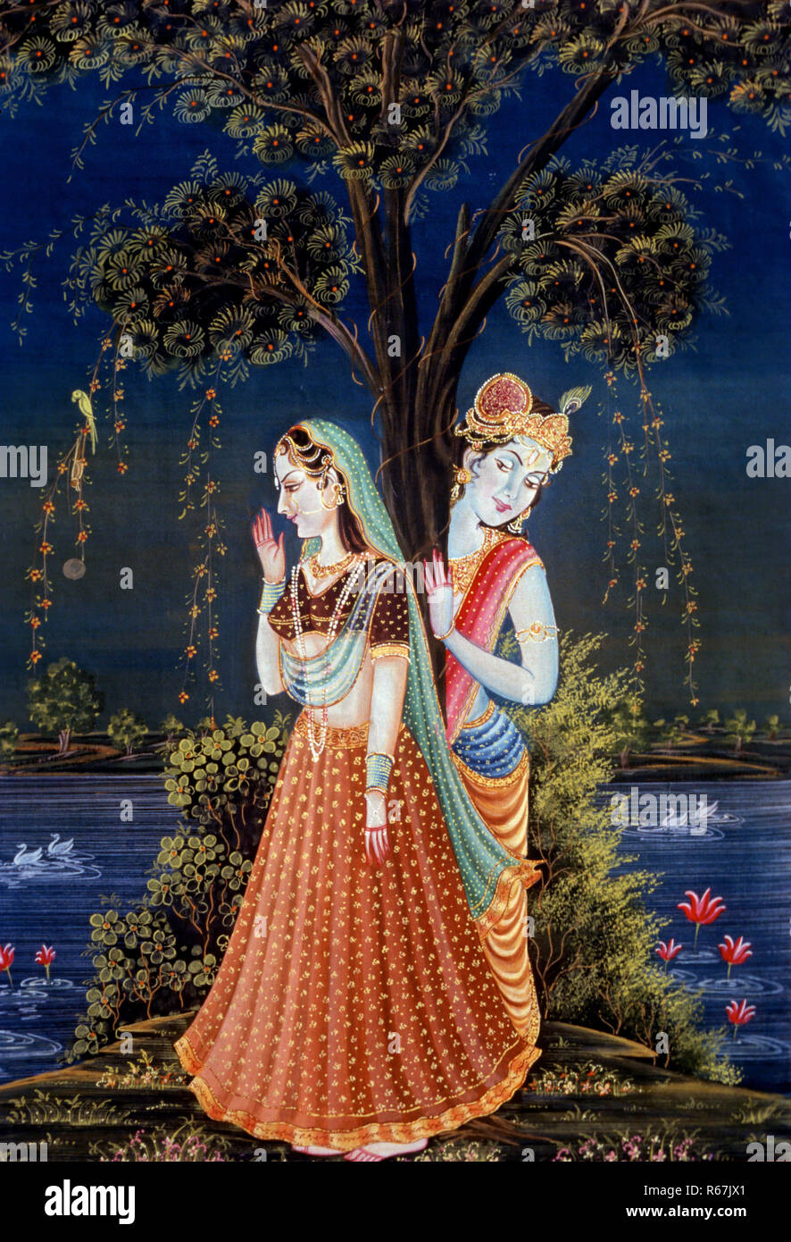 Radha Krishna Gemälde Stockfoto Radha Krishna Gemälde Stockfoto