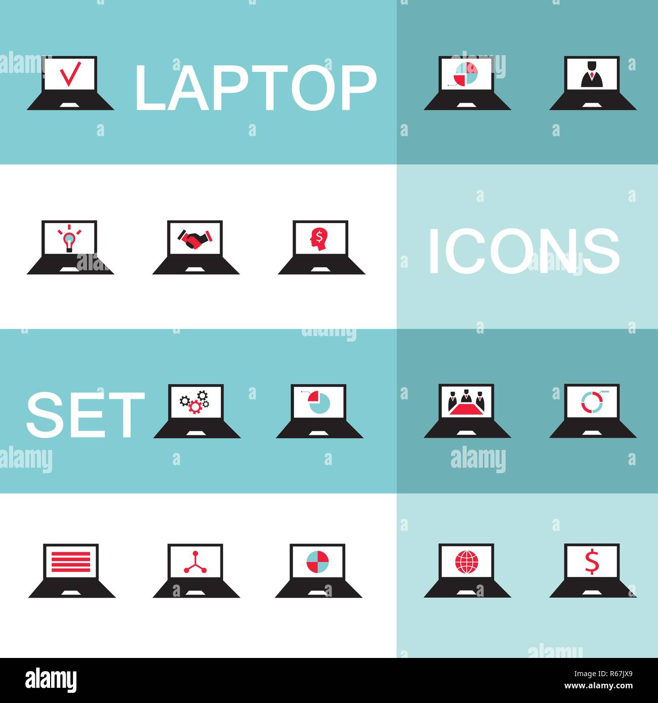 Satz von 15 Web Icons für Laptop Computer Elektronik business Thema Vector Illustration Stock Vektor