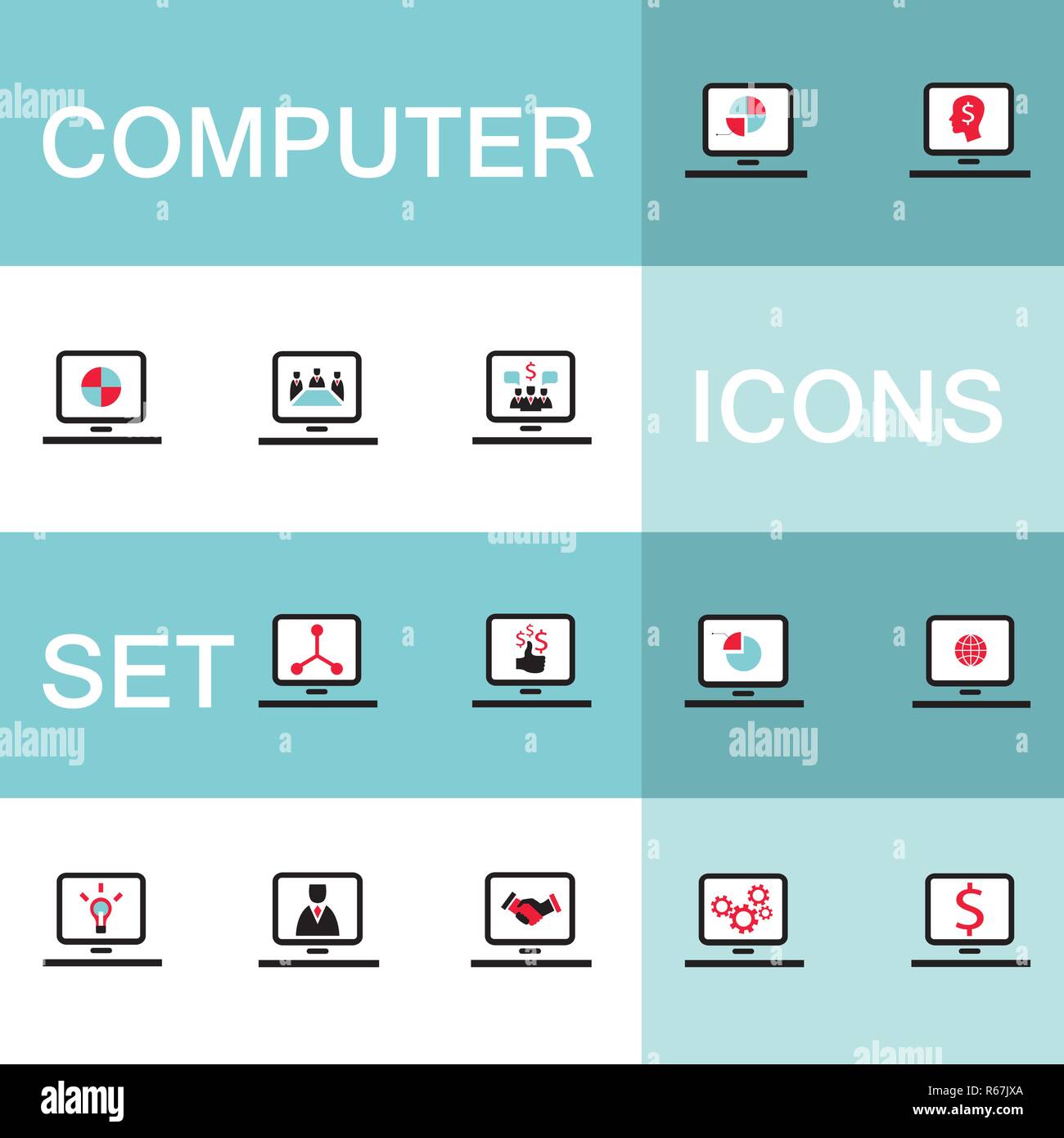 Satz von 15 Web Icons für Laptop Computer Elektronik business Thema Vector Illustration Stock Vektor