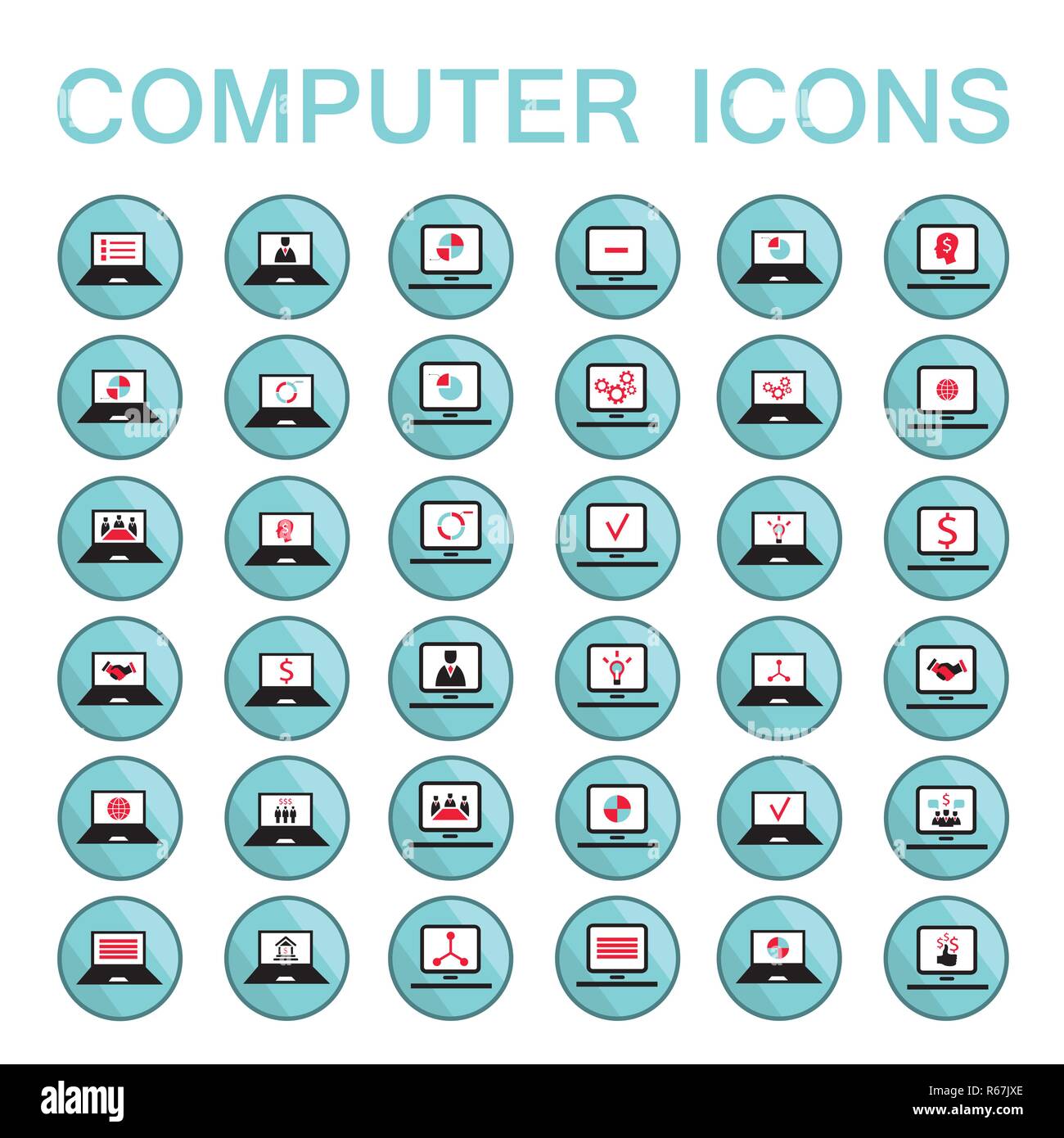 Satz von 36 Web Icons für Computer und Laptop Technologie Elektronik business Thema Vector Illustration Stock Vektor