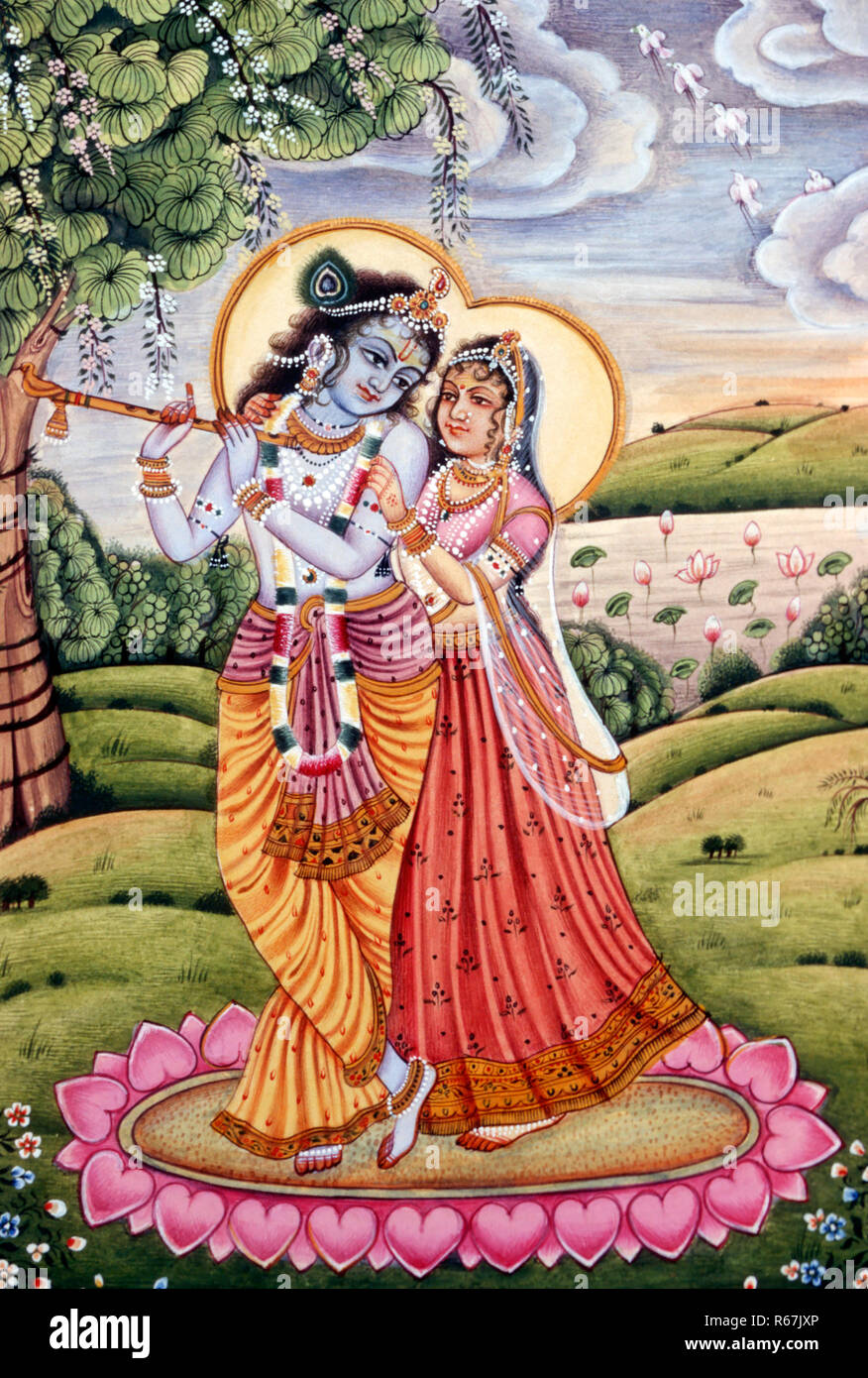 Radha Krishna Miniaturmalerei Stockfoto Radha Krishna Miniaturmalerei Stockfoto