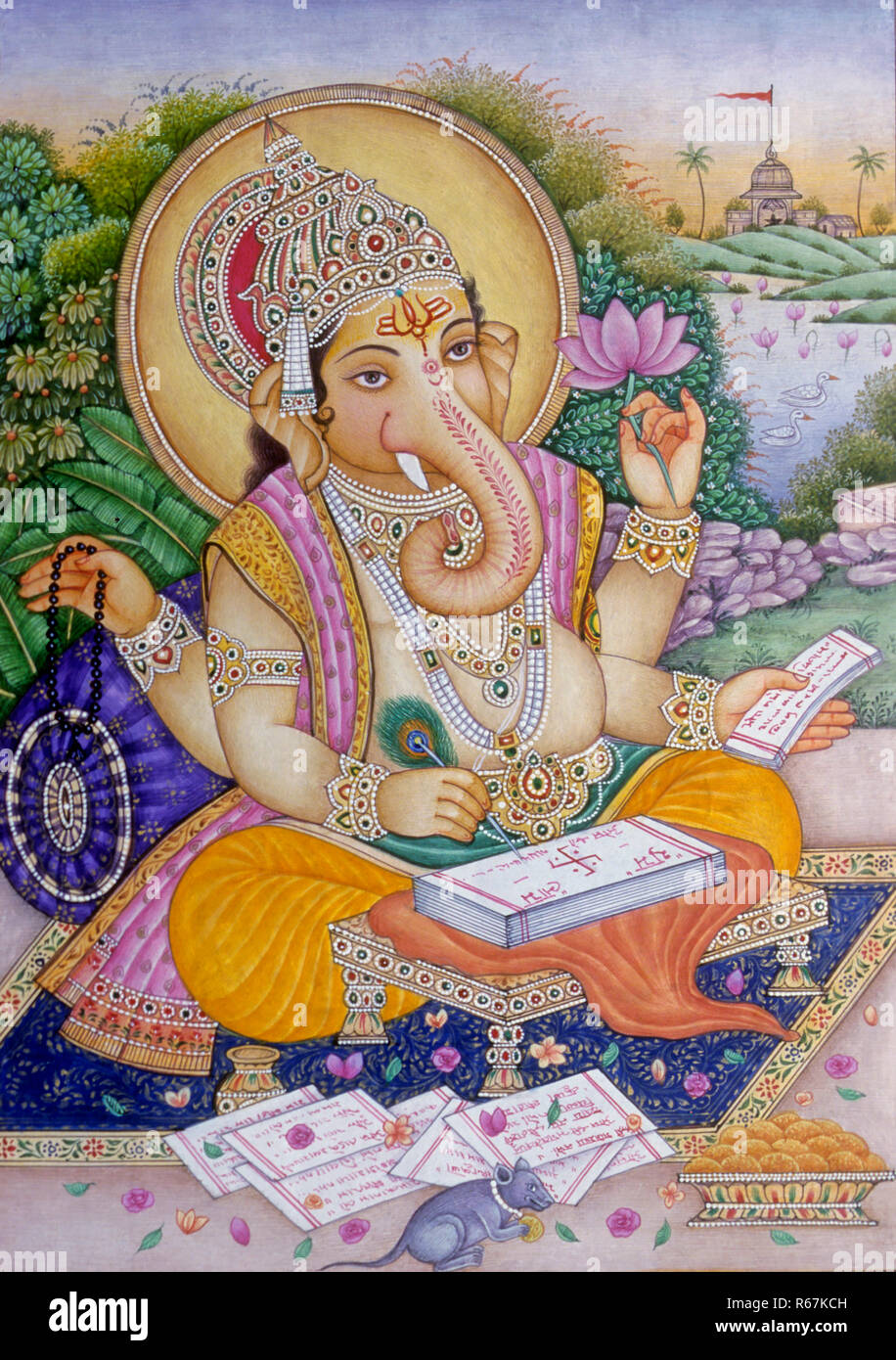 Lord Ganesh ganpati Miniaturmalerei auf Papier Stockfoto