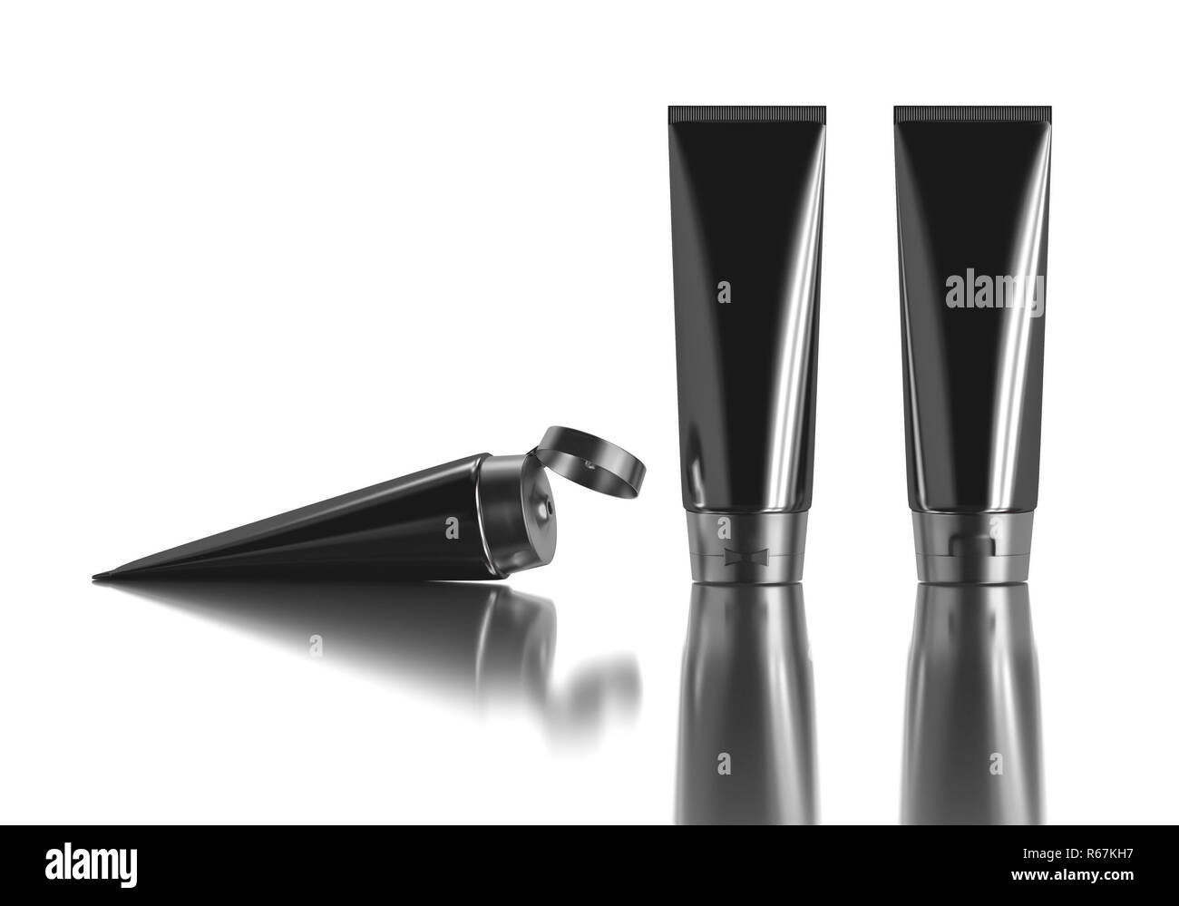 Schwarz glänzend Kunststoff Rohr für die Medizin oder Kosmetik Stockfoto