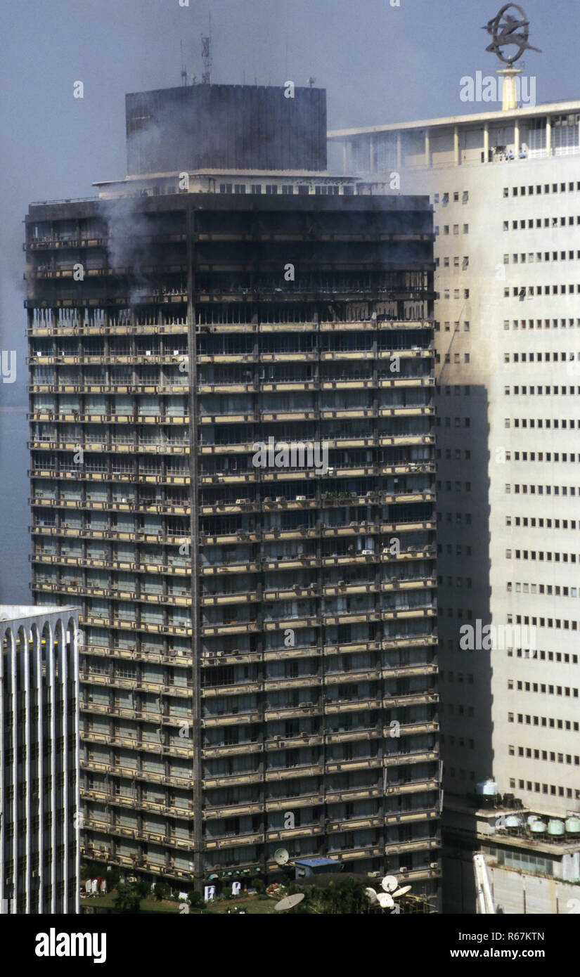 Express Towers auf Feuer, Bombay, Mumbai, Indien Maharshtra Stockfoto