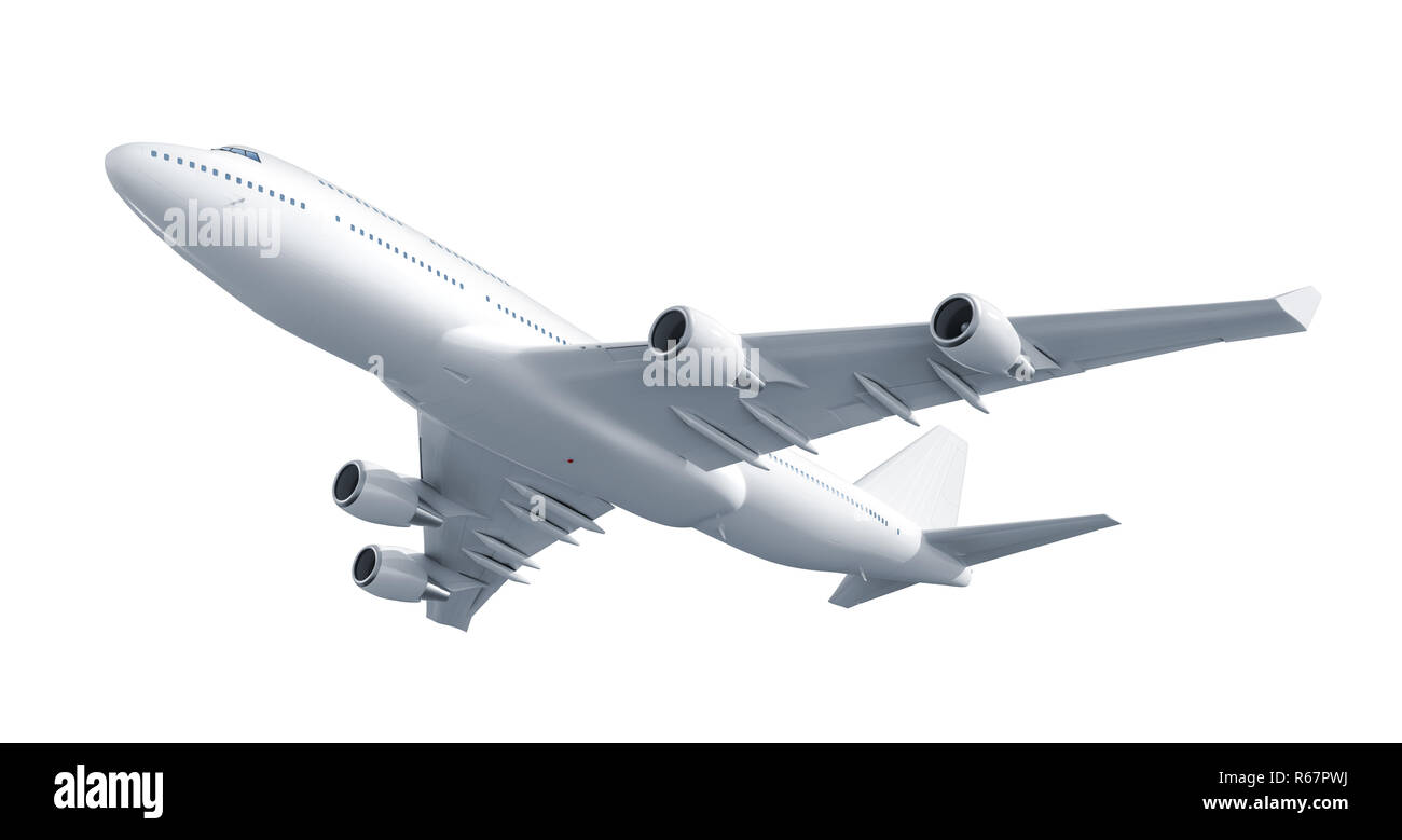 Flugzeug isoliert auf weißem Hintergrund Stockfoto
