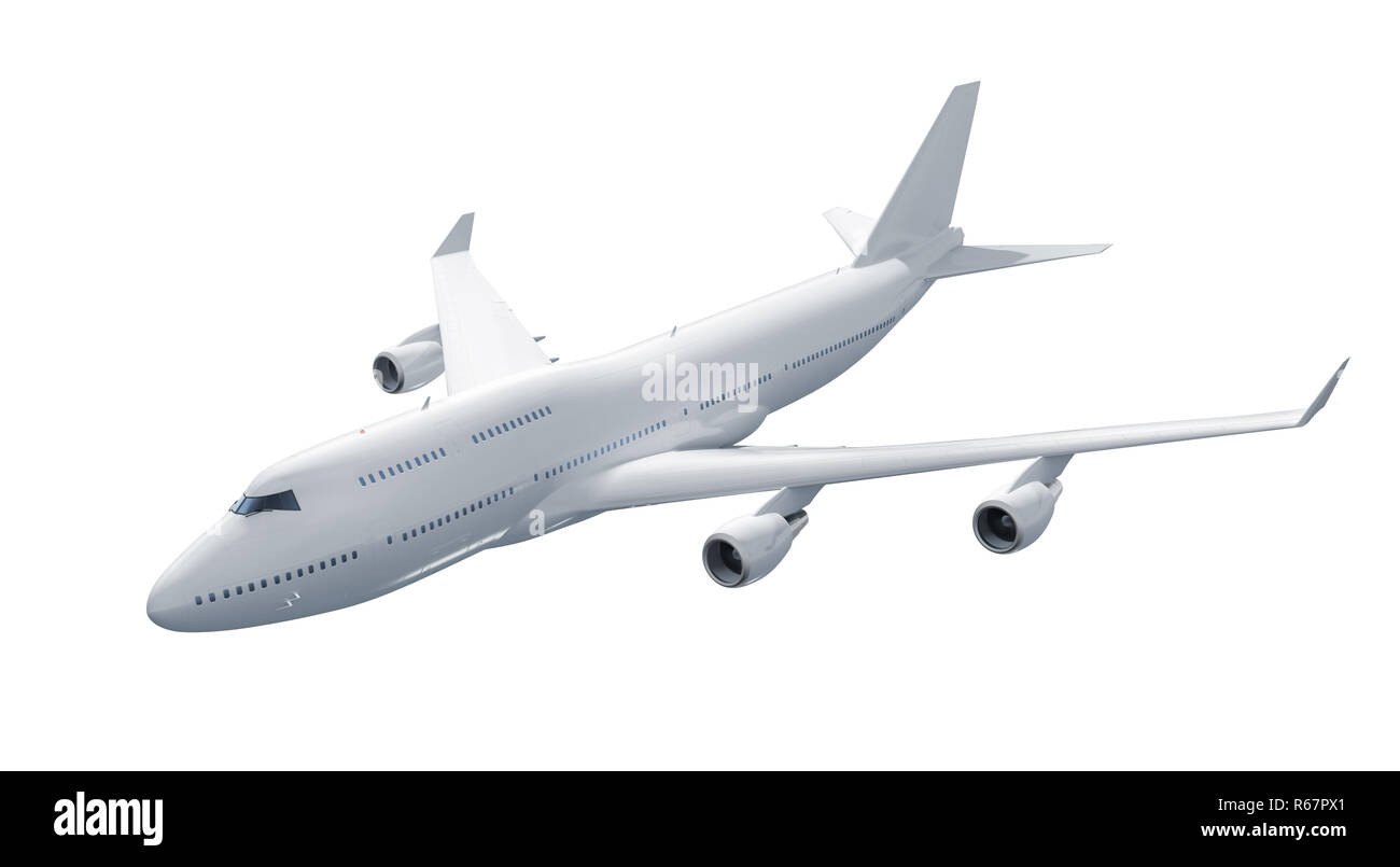 Flugzeug isoliert auf weißem Hintergrund Stockfoto