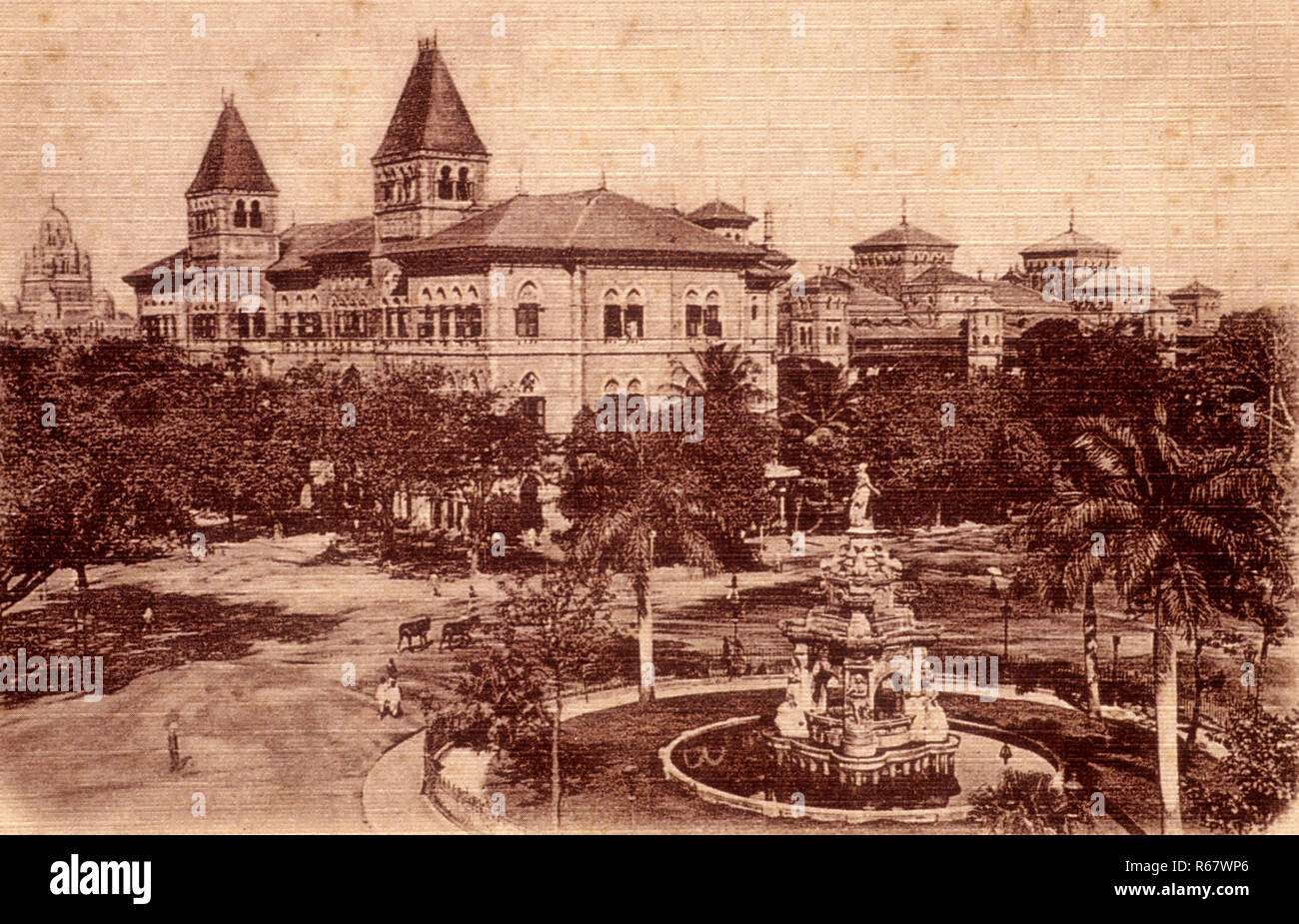 Flora Fountain Post- und Telegraphenamt jetzt genannt Hutatma Chowk, Fort, Old Bombay Mumbai Maharashtra, Indien Stockfoto