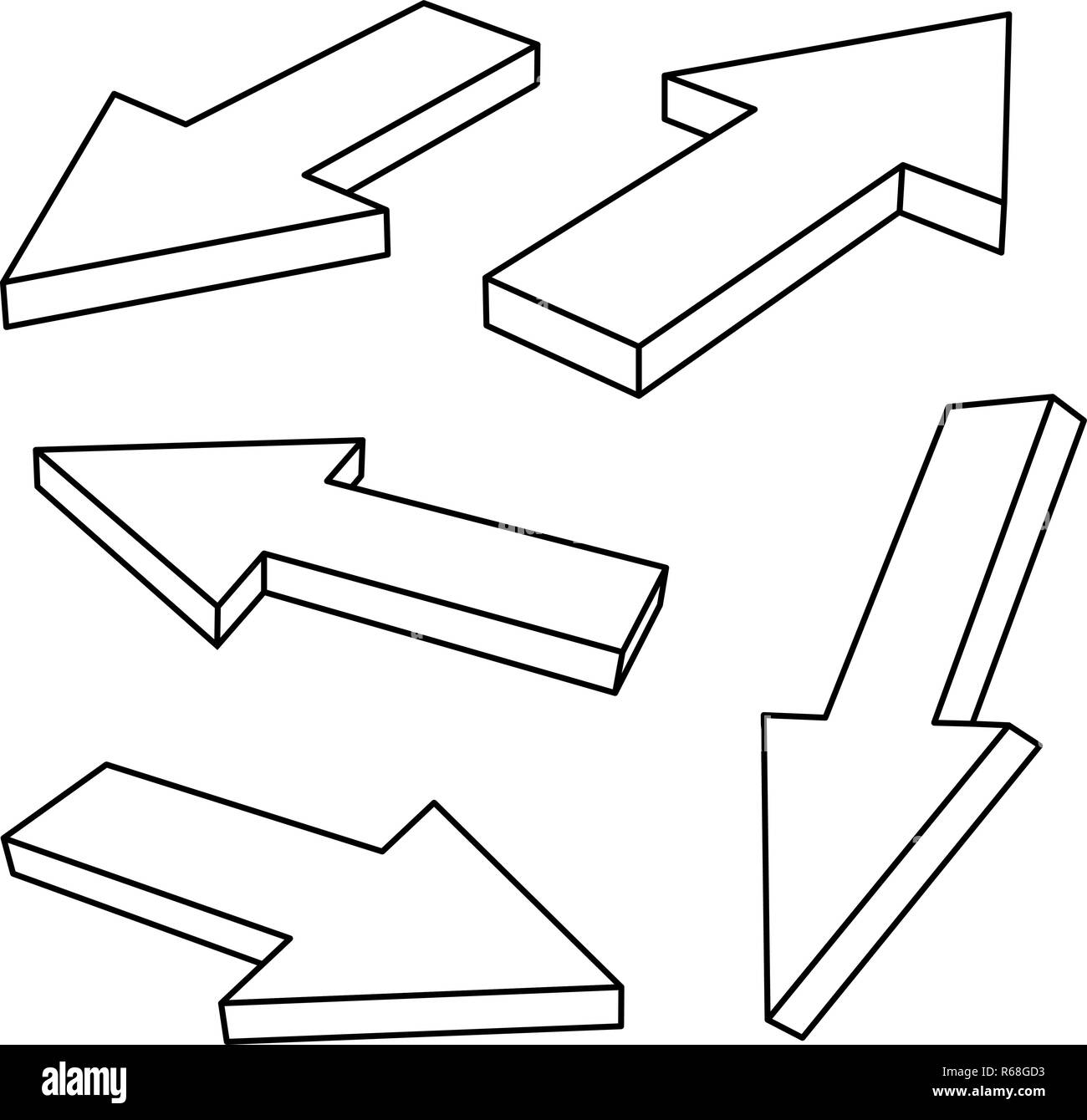 Gerade Pfeile. Umrisse Symbole Stock Vektor