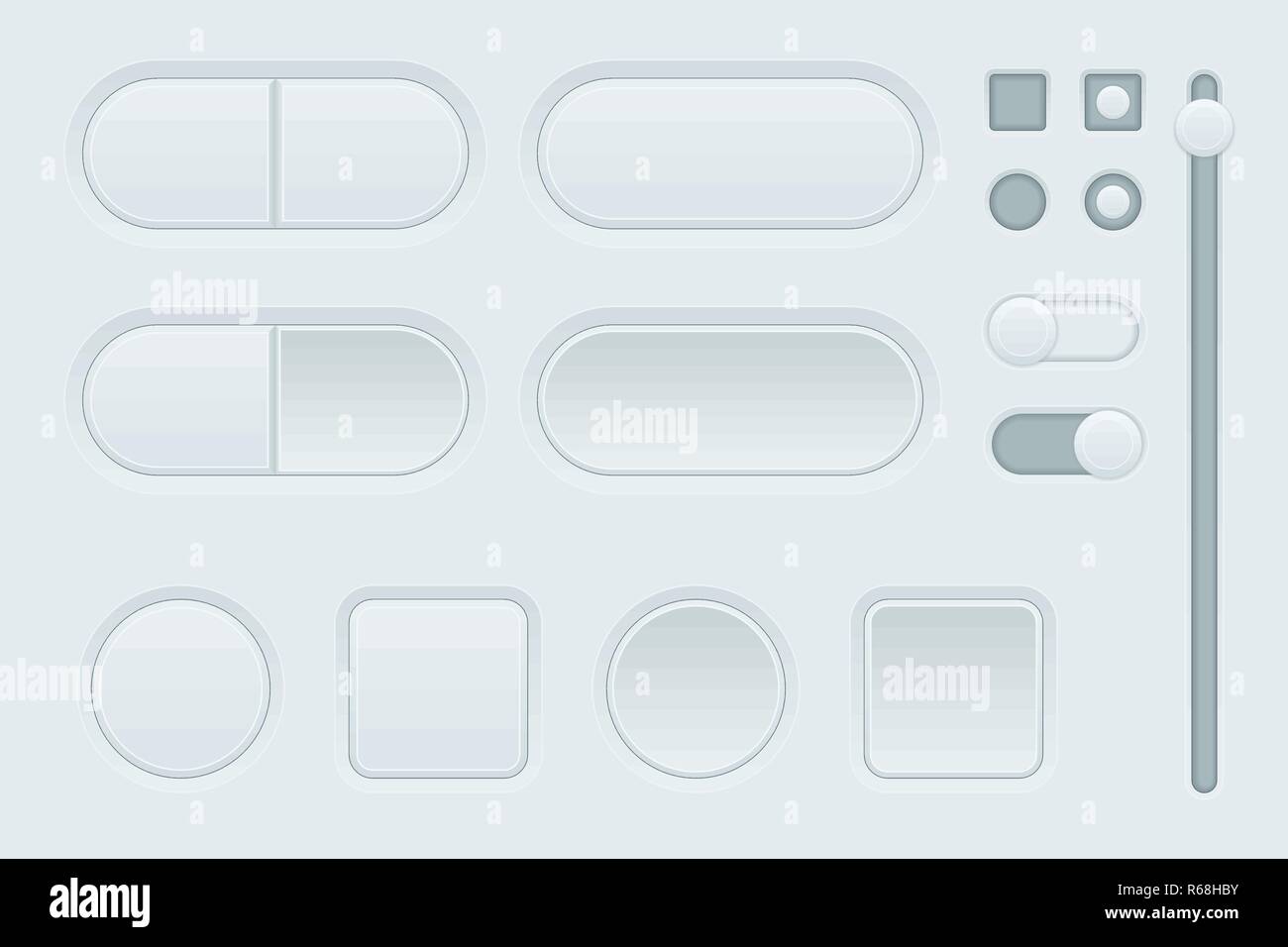 Weiße Oberfläche Tasten. Satz von Web 3D-Symbole Stock Vektor