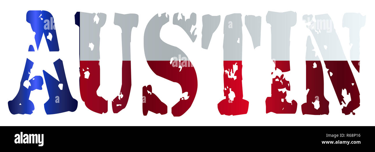 Texas State Flag als Austin Text Stockfoto