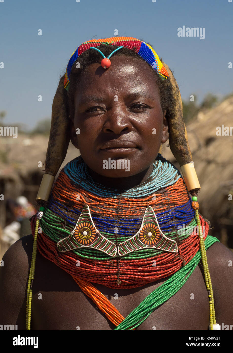 Mwila Stamm Frau, Huila Provinz, Chibia, Angola Stockfoto