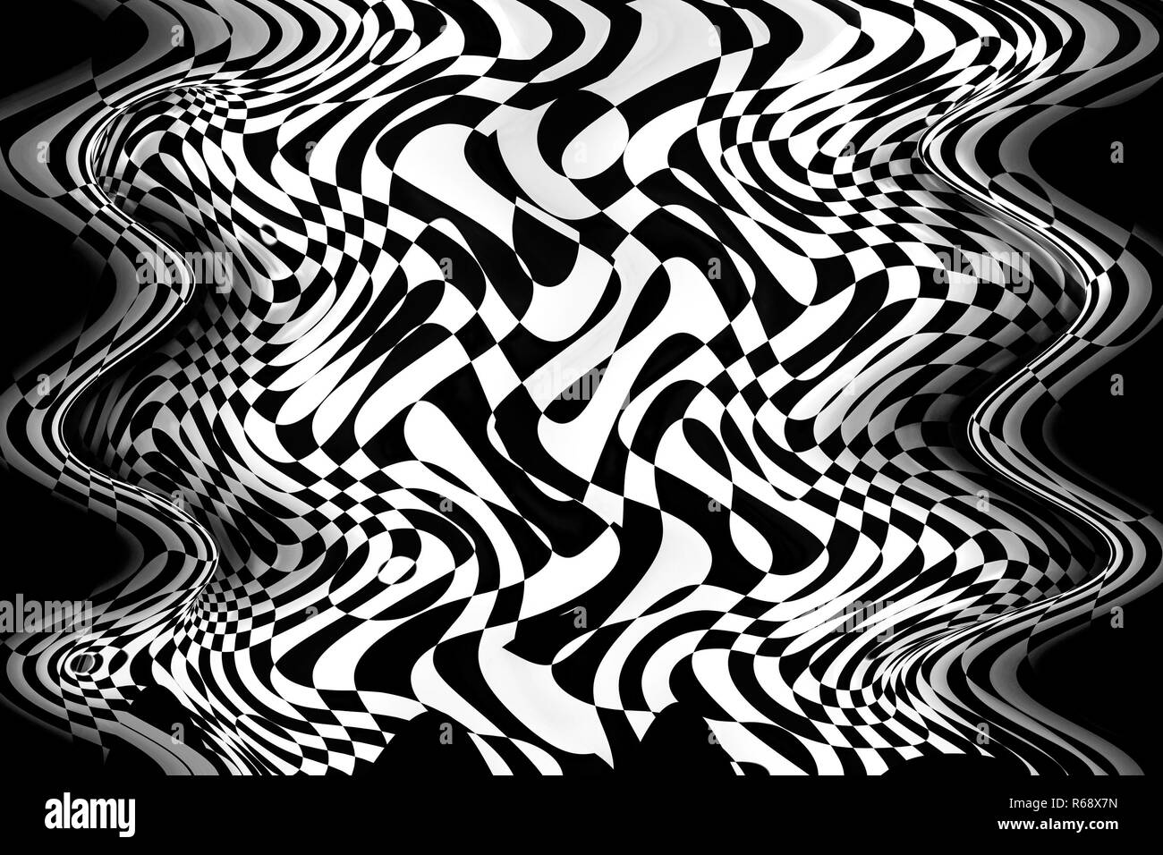 Abstrakte schwarze und weiße Kurven 3D. Stockfoto