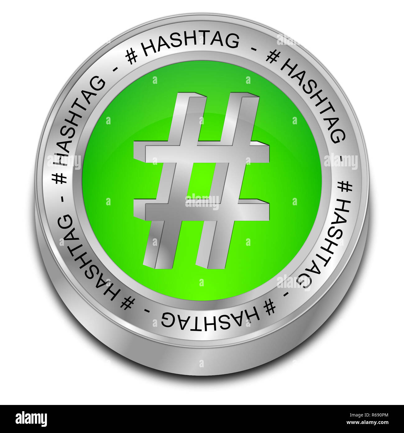 Glänzend grün Hashtag" - 3D-Darstellung Stockfoto