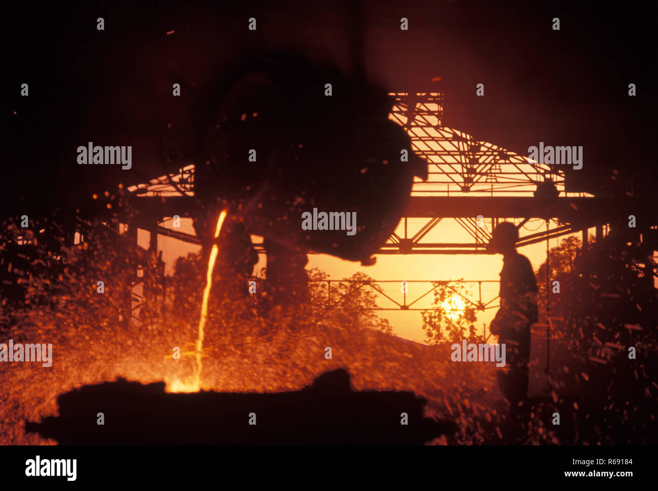 Stahlgießerei, Stahlwerk, Stahlwerk, Stahlwerk, Indien, Asien Stockfoto