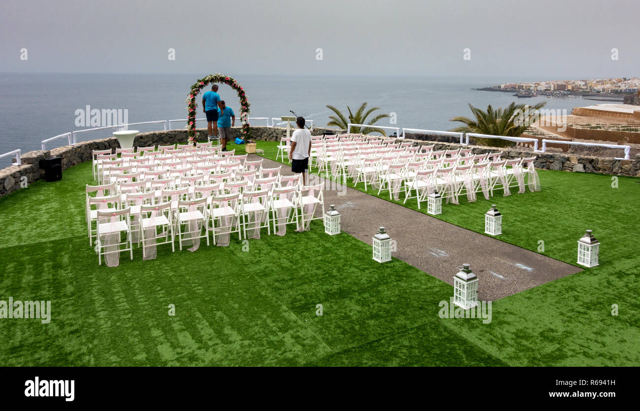 Hochzeit am Meer. Stockfoto