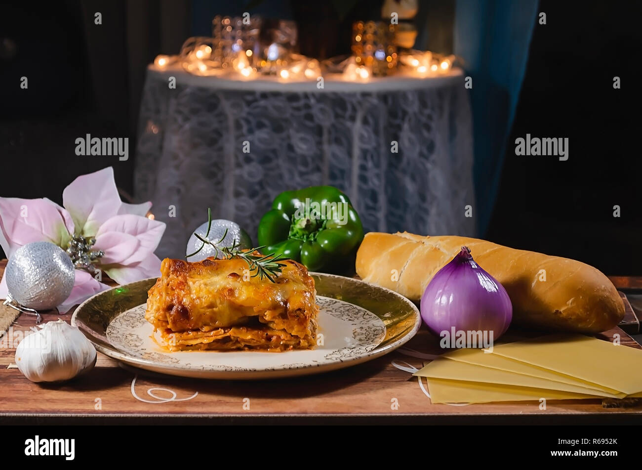 Hähnchen Lasagne leckere Low Key dish Stockfoto